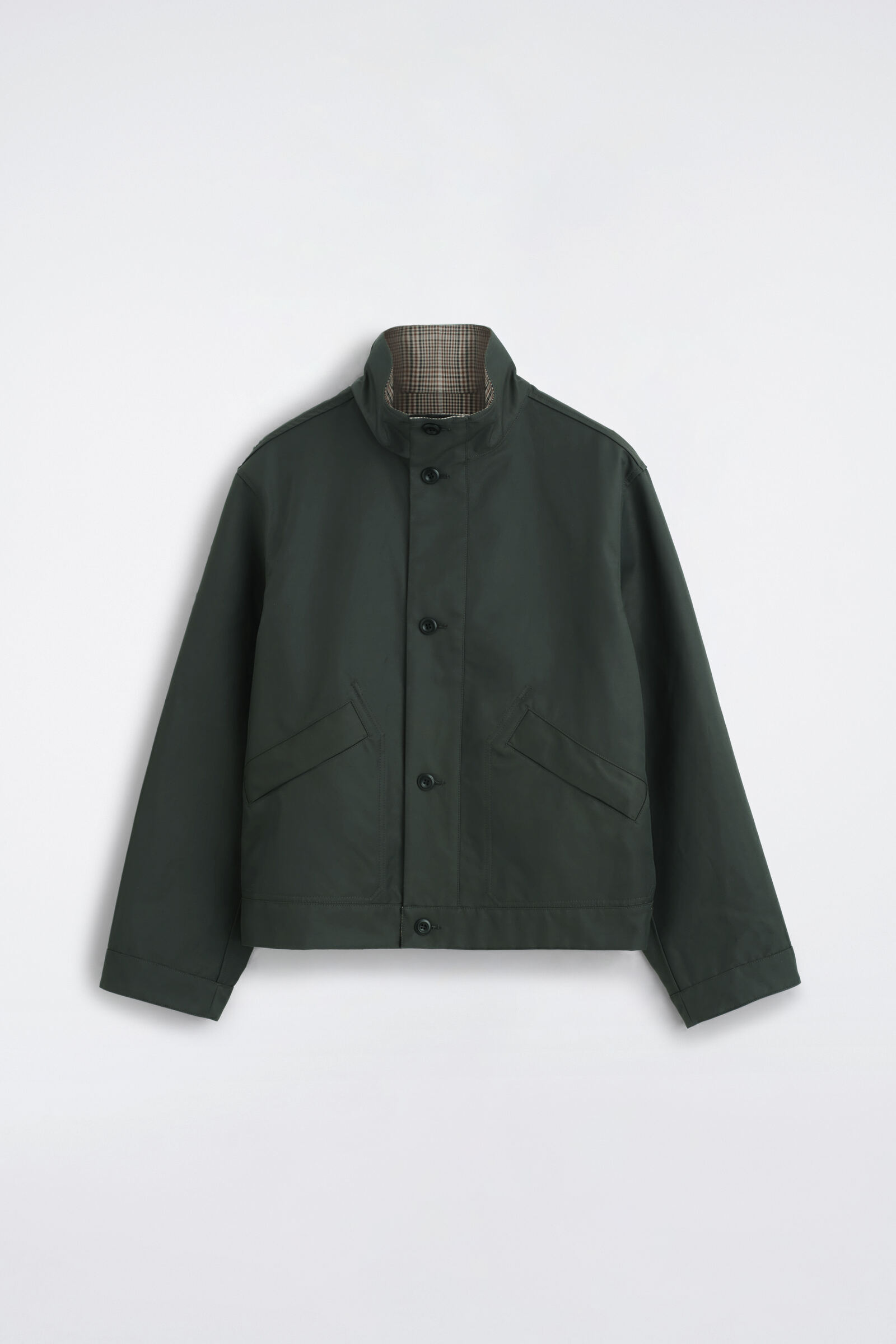 REVERSIBLE FUNNEL-NECK JACKETGREEN / BEIGE / CHECKED