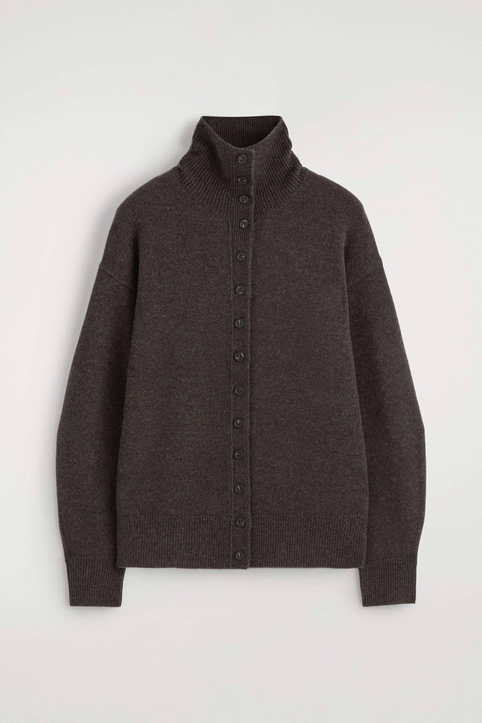 SCULPTED CASHMERE FUNNEL-NECK CARDIGANBROWN MÉLANGE