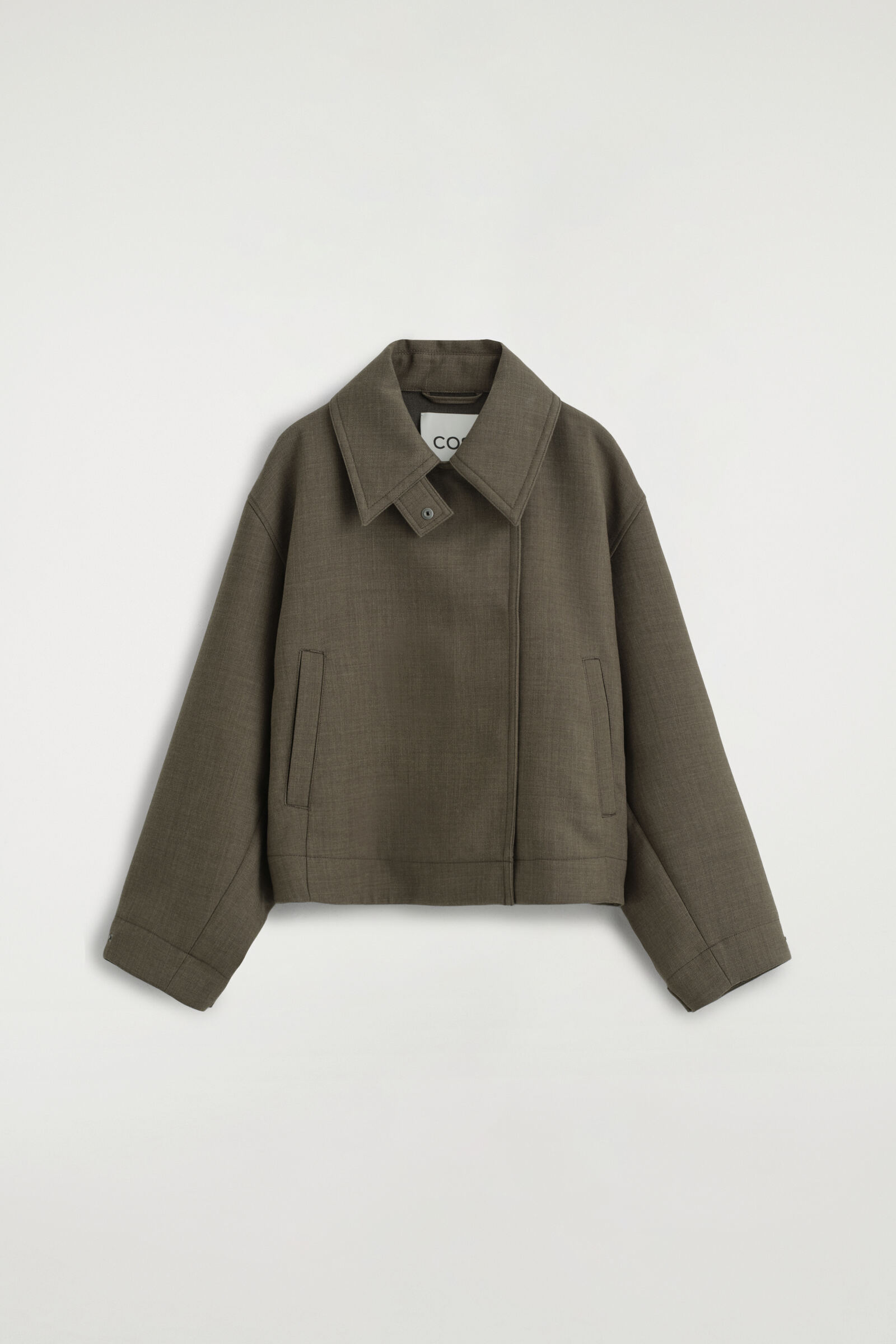 ROUNDED WOOL-BLEND TRENCH JACKETFOSSIL-BROWN MÉLANGE