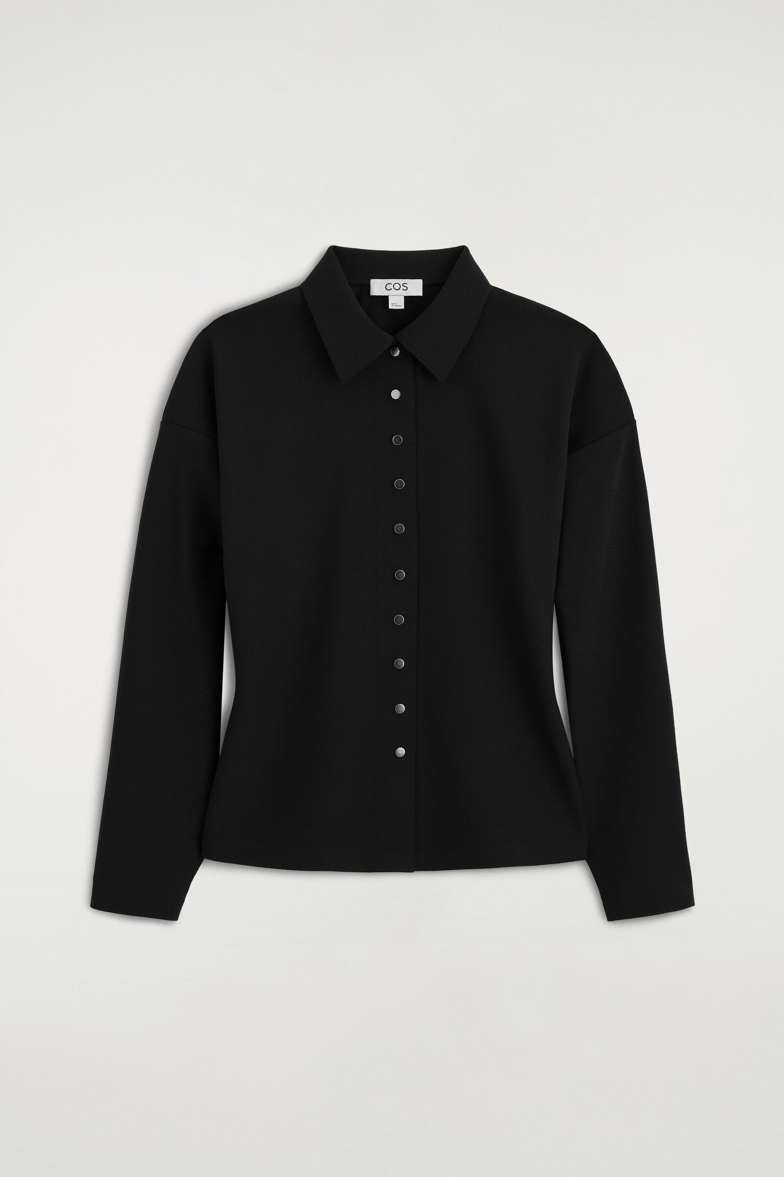 WAISTED CREPE-JERSEY SHIRTBLACK