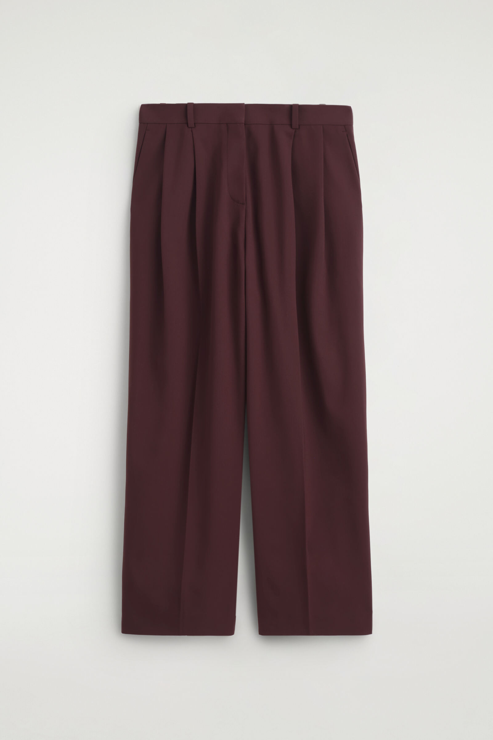 RELAXED TWILL WIDE-LEG TROUSERSDARK BROWN