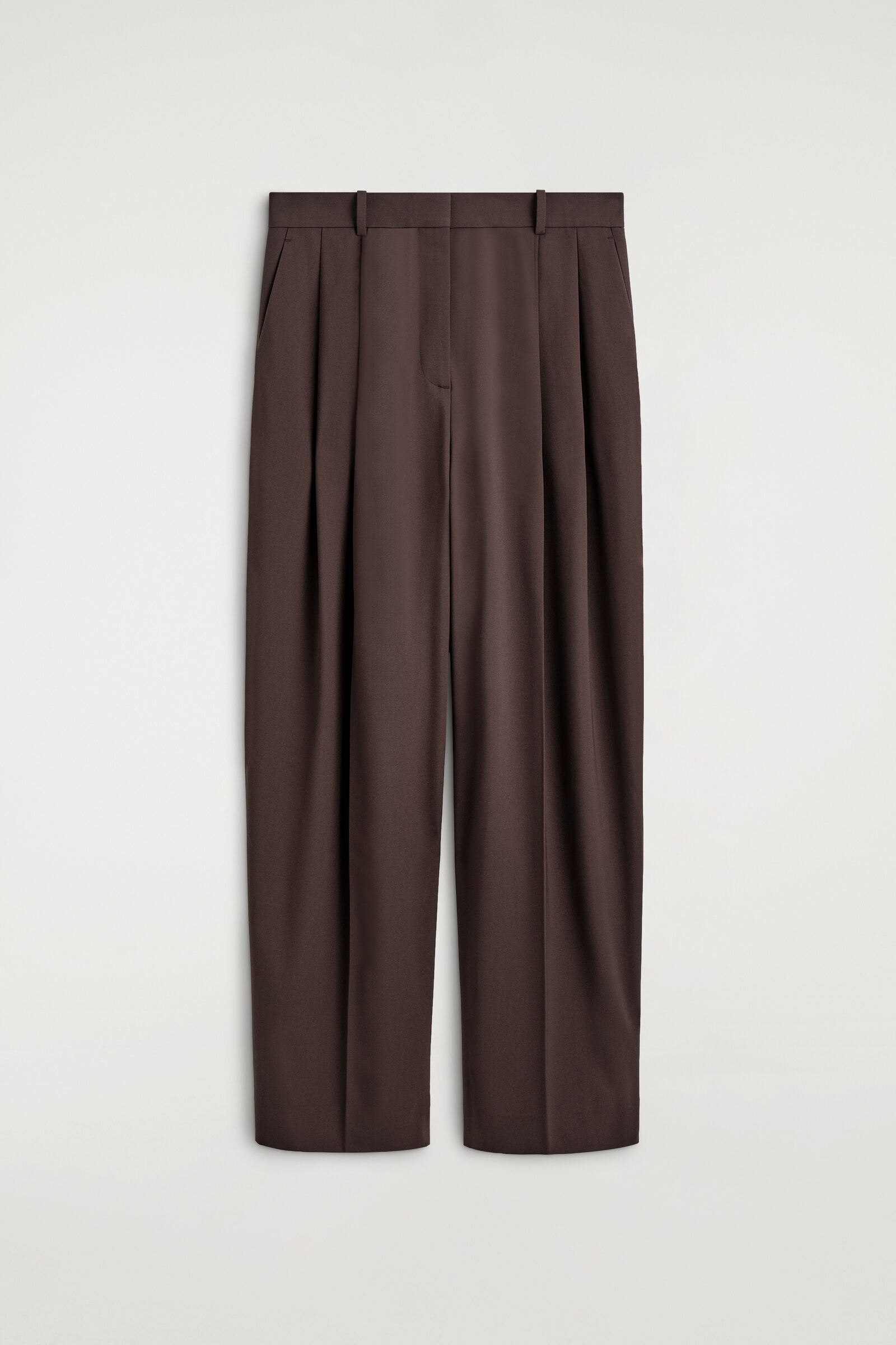 RELAXED TWILL WIDE-LEG TROUSERSDARK BROWN