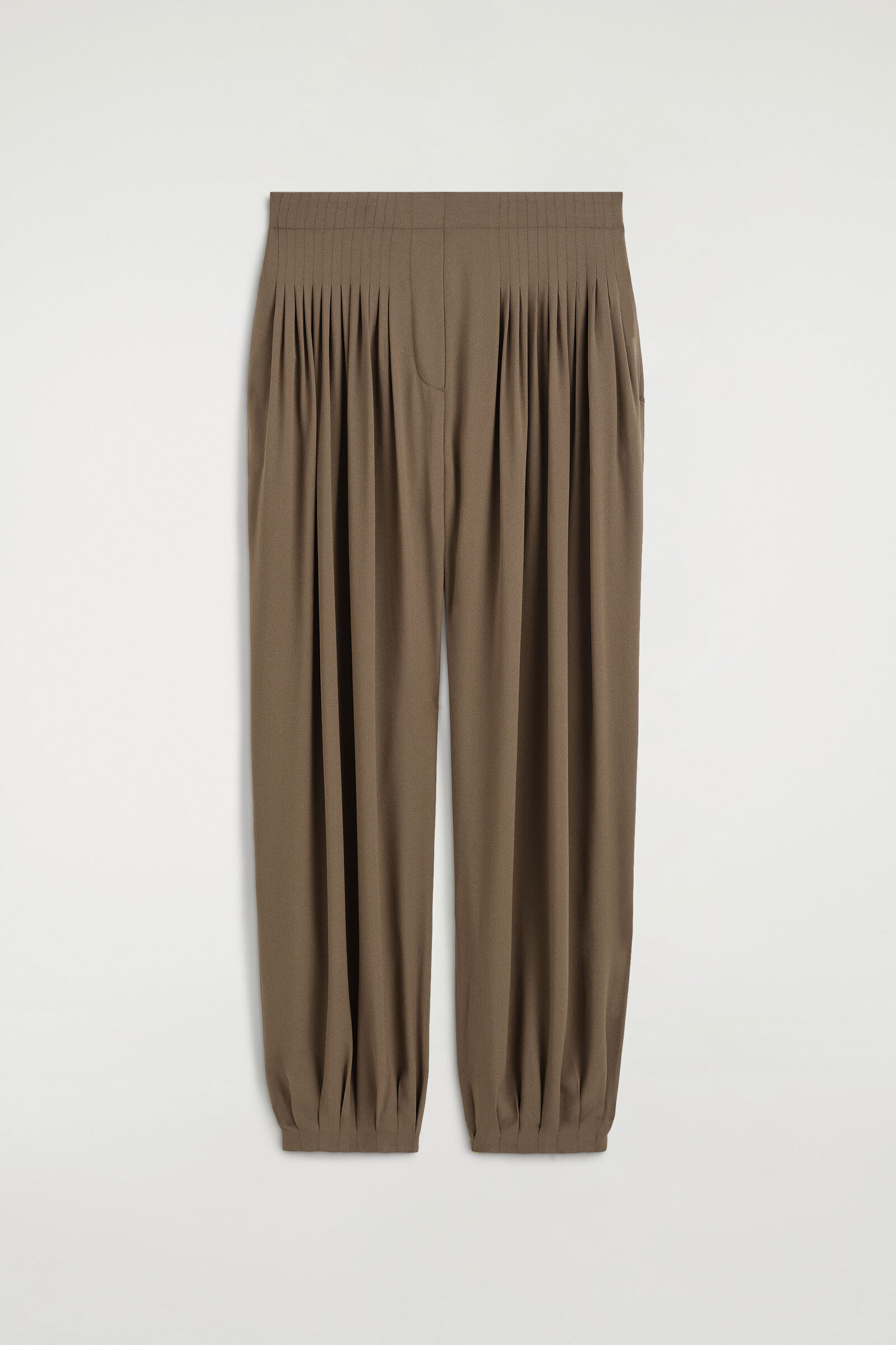 PLEATED CREPE BALLOON TROUSERSDARK BEIGE