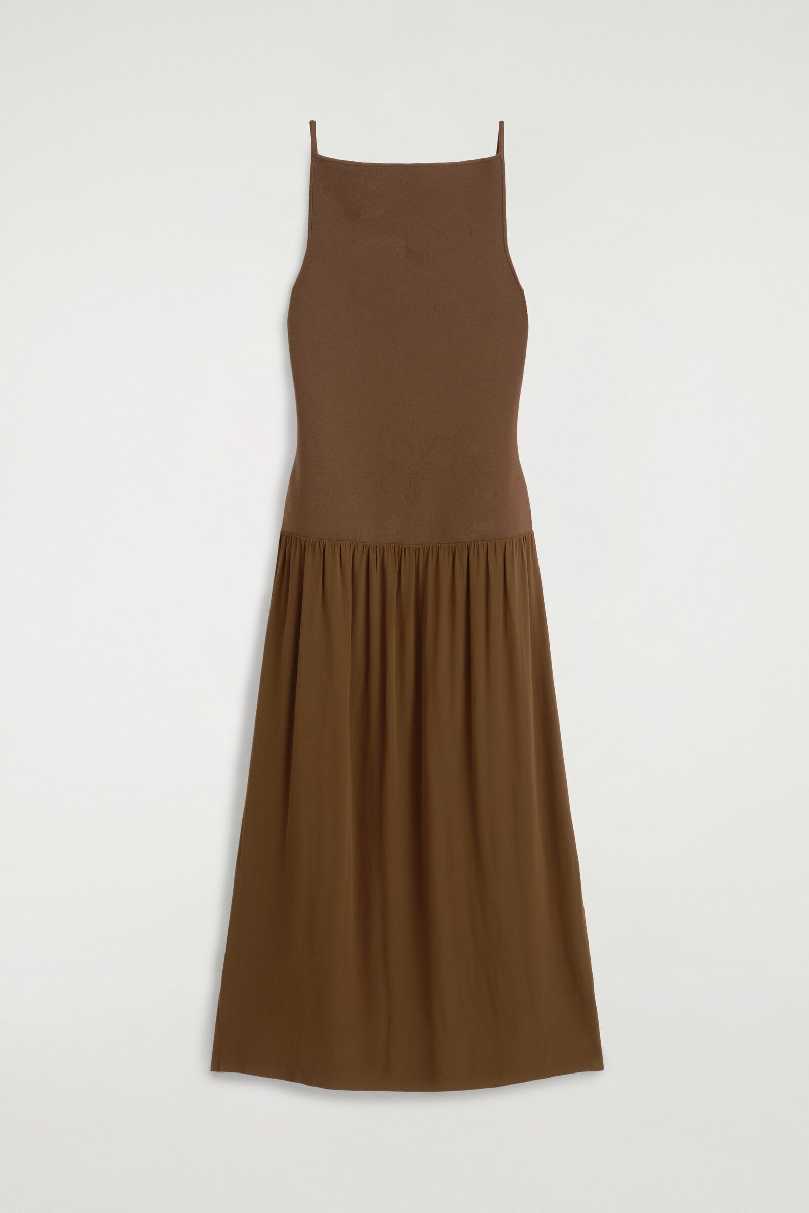 CONTRAST-PANEL MAXI DRESSBROWN