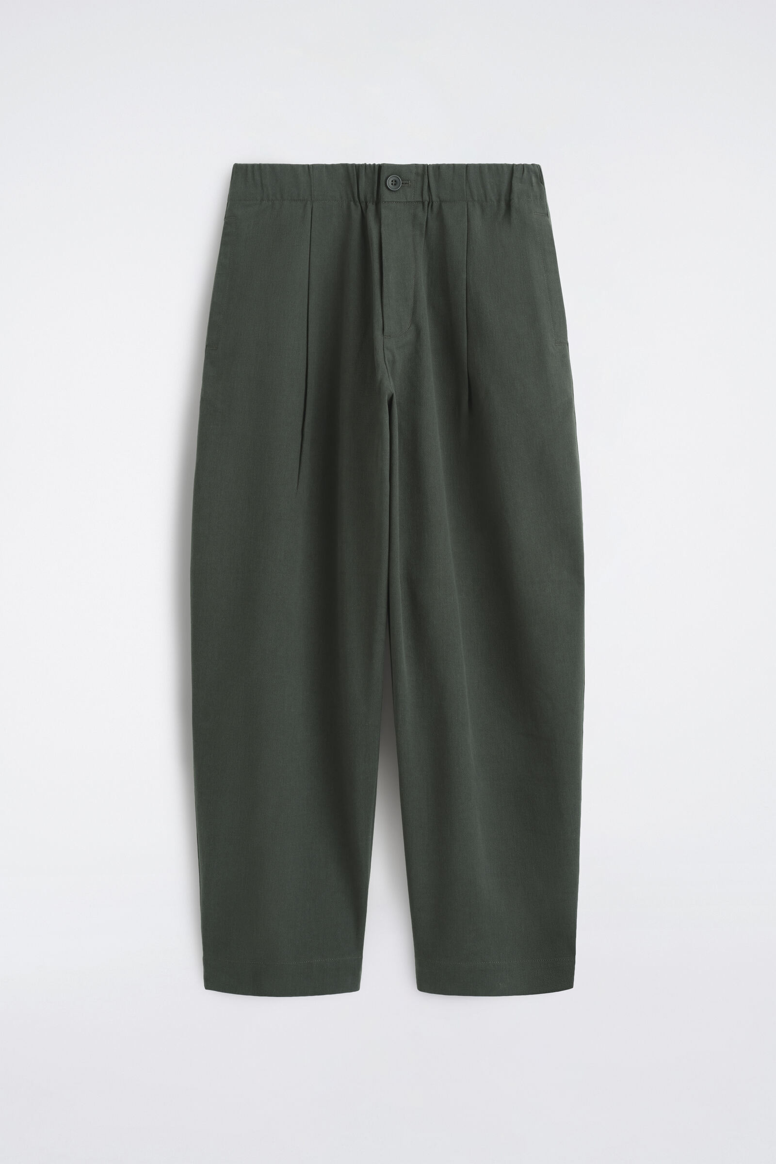 PLEATED RELAXED-FIT BARREL-LEG TROUSERSDARK GREEN