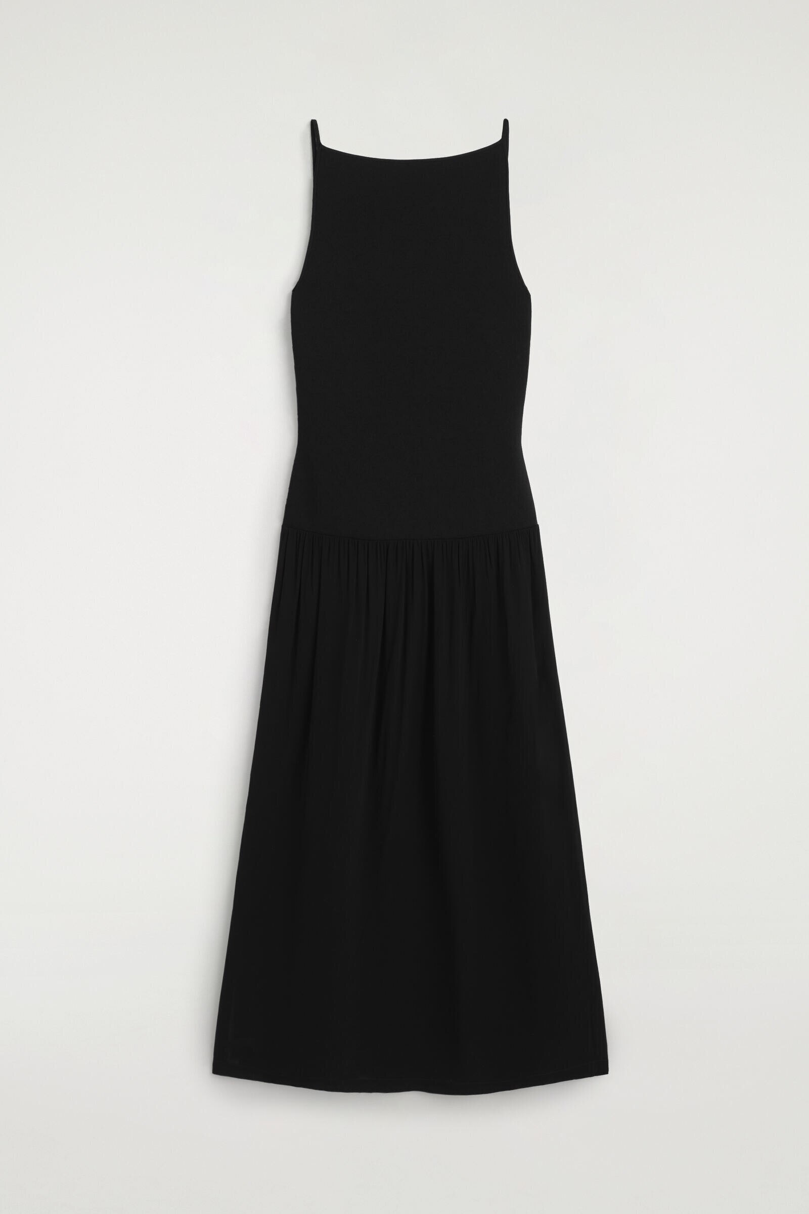 CONTRAST-PANEL MAXI DRESSBLACK