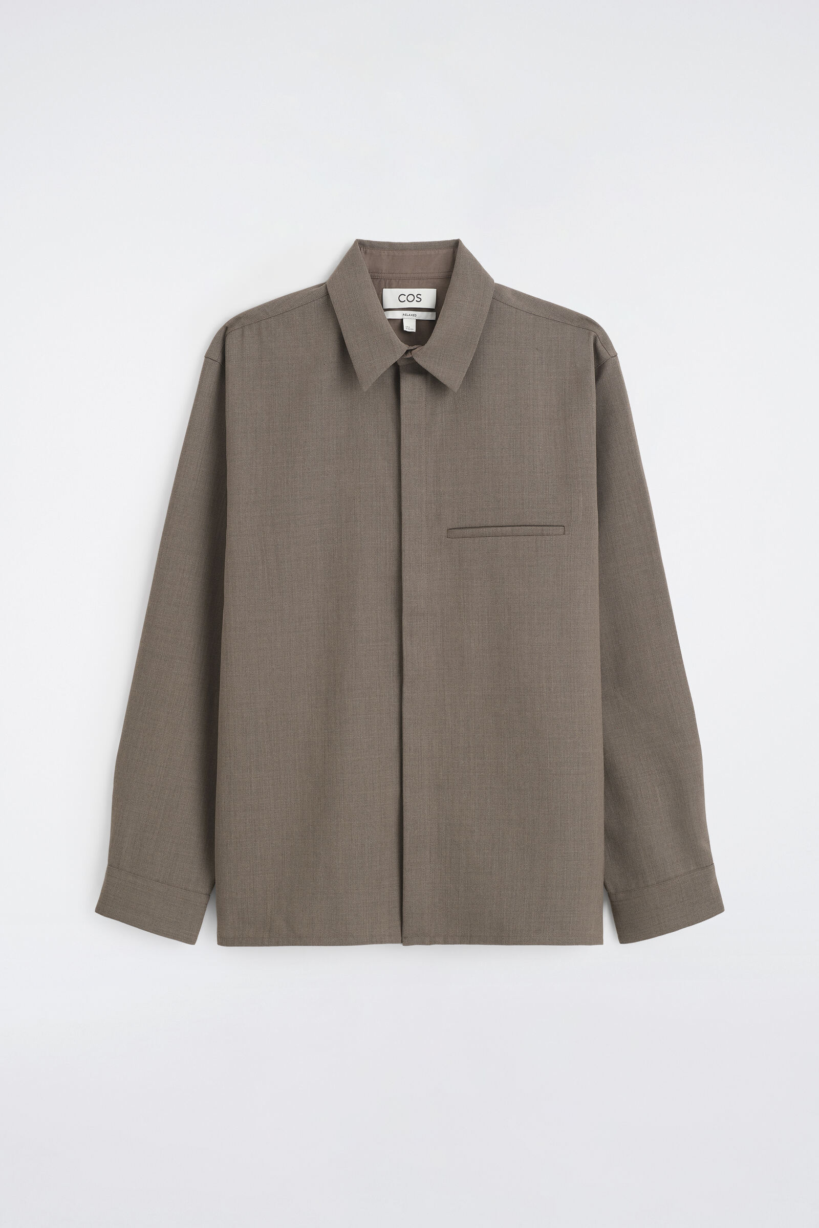 RELAXED WOOL-BLEND SHIRTBROWN MÉLANGE