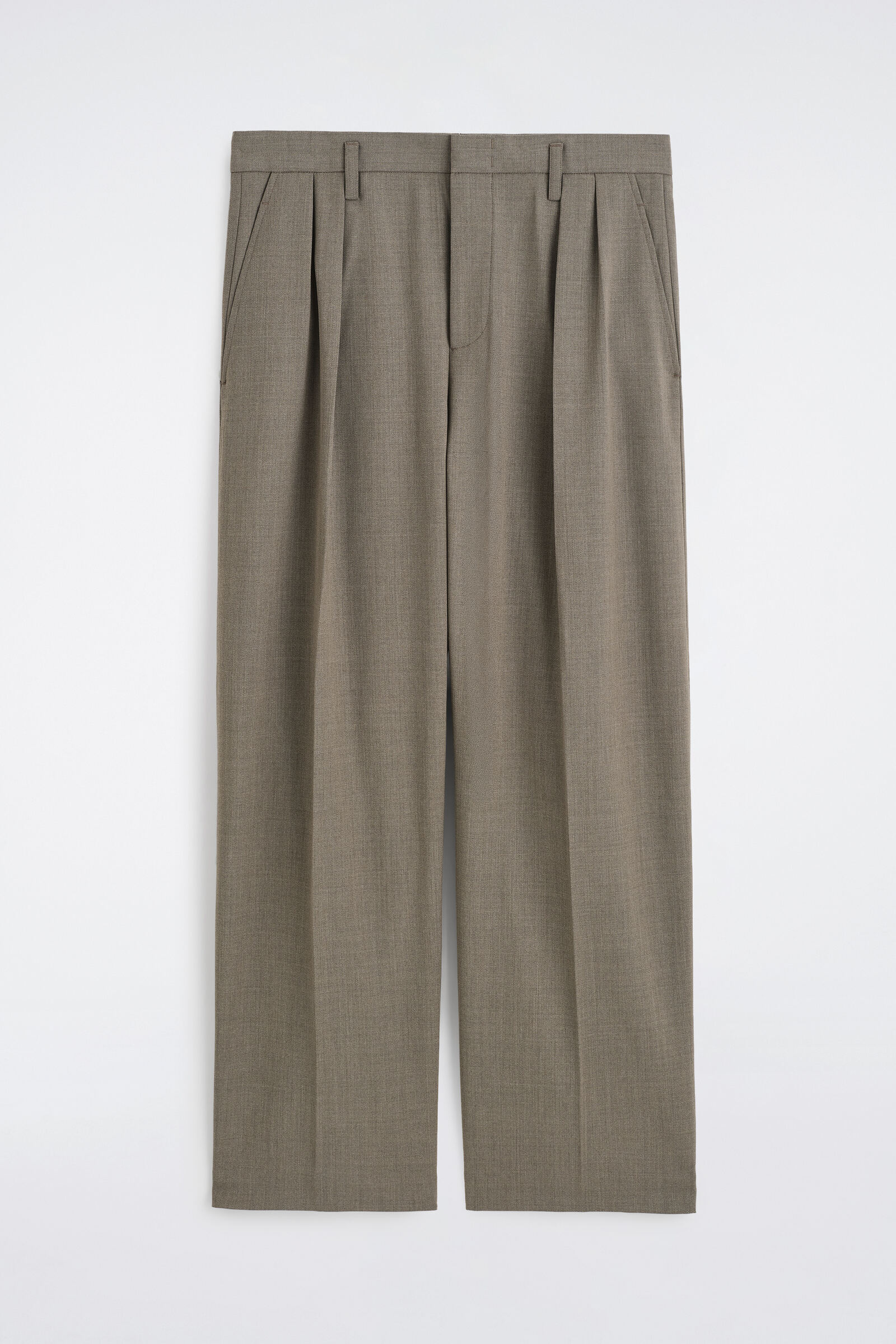 WOOL-BLEND RELAXED-FIT WIDE-LEG TROUSERSBROWN