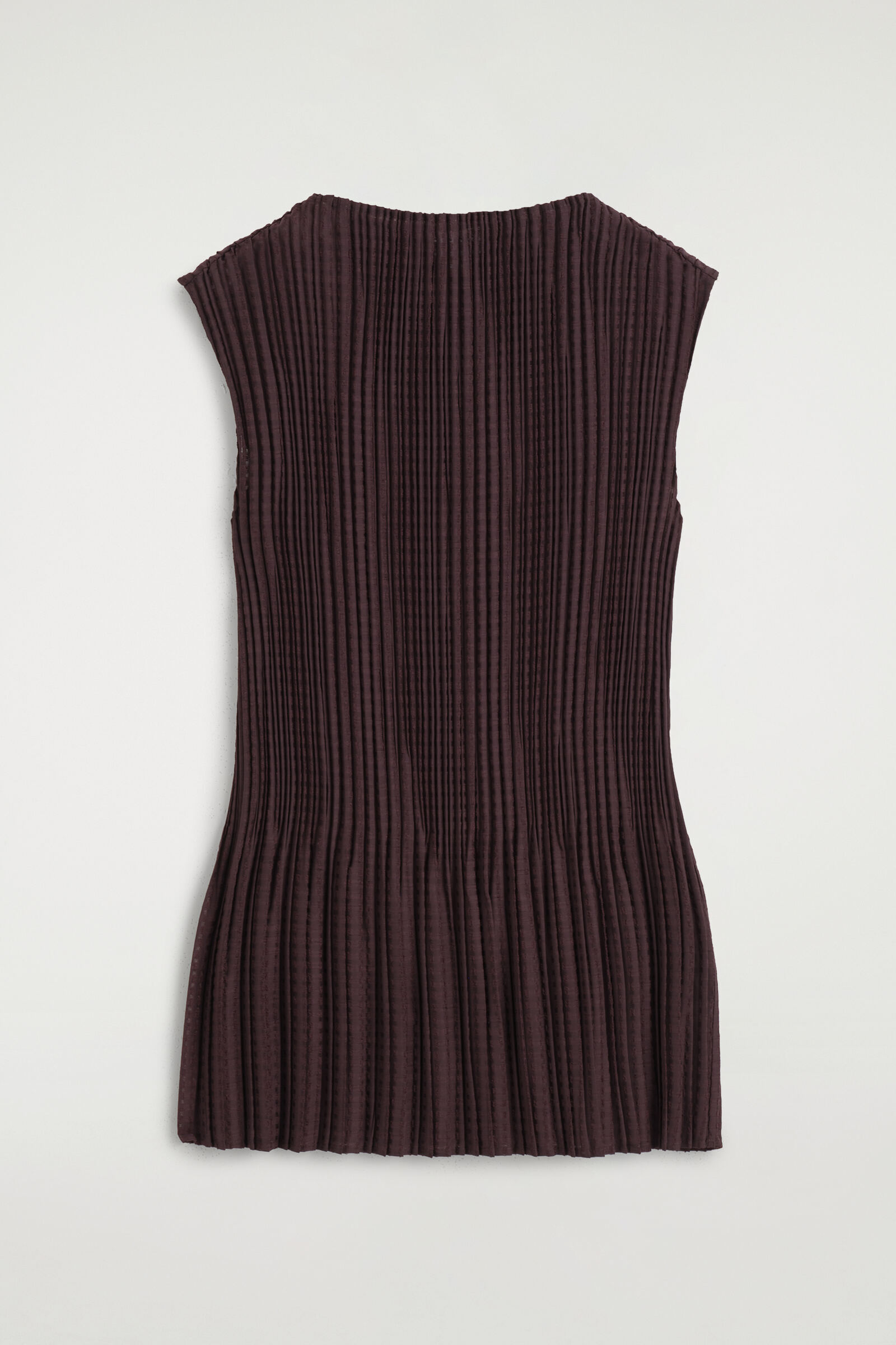 PLEATED JACQUARD PEPLUM TOPBROWN