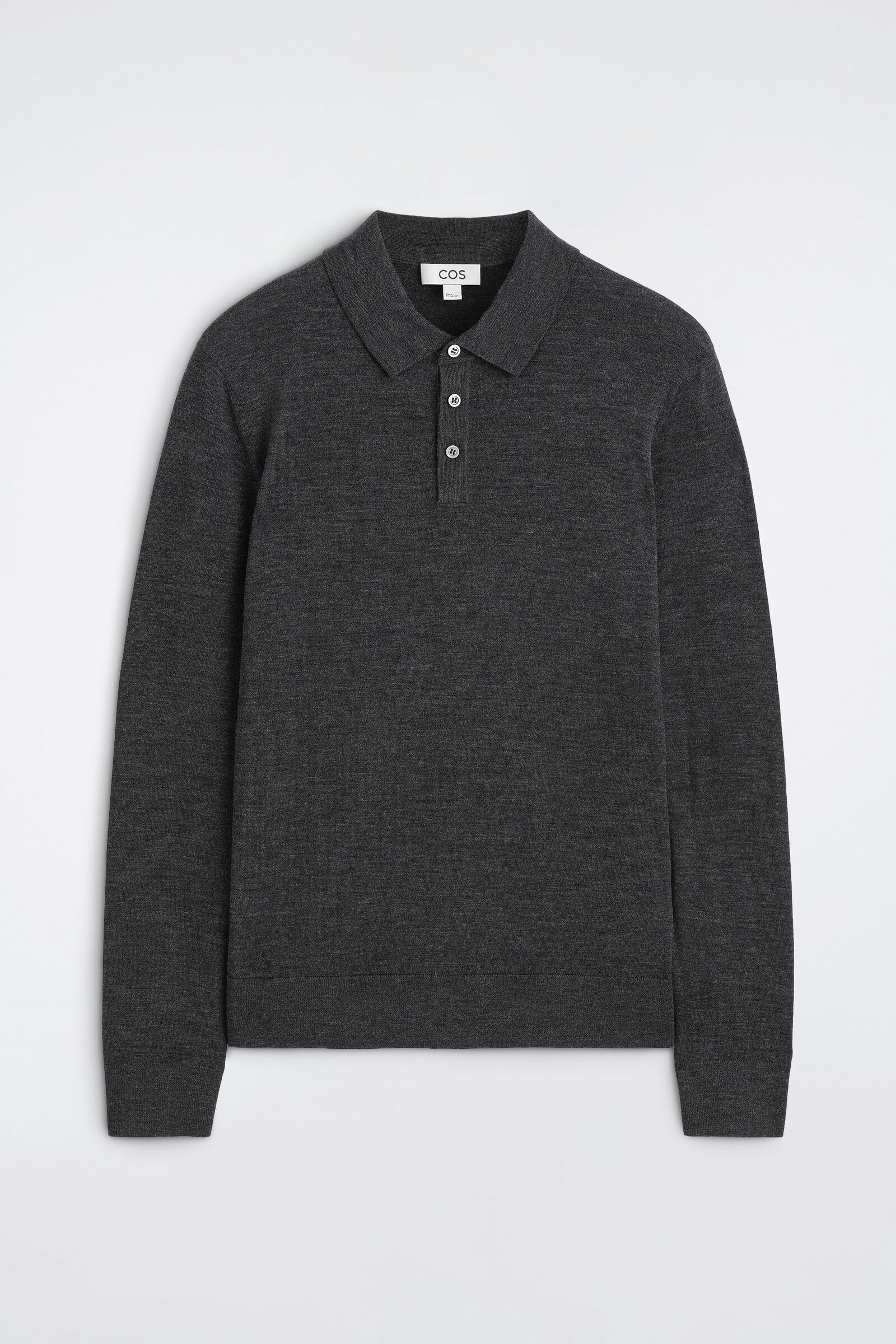 SLIM MERINO WOOL POLO SHIRTCHARCOAL MÉLANGE