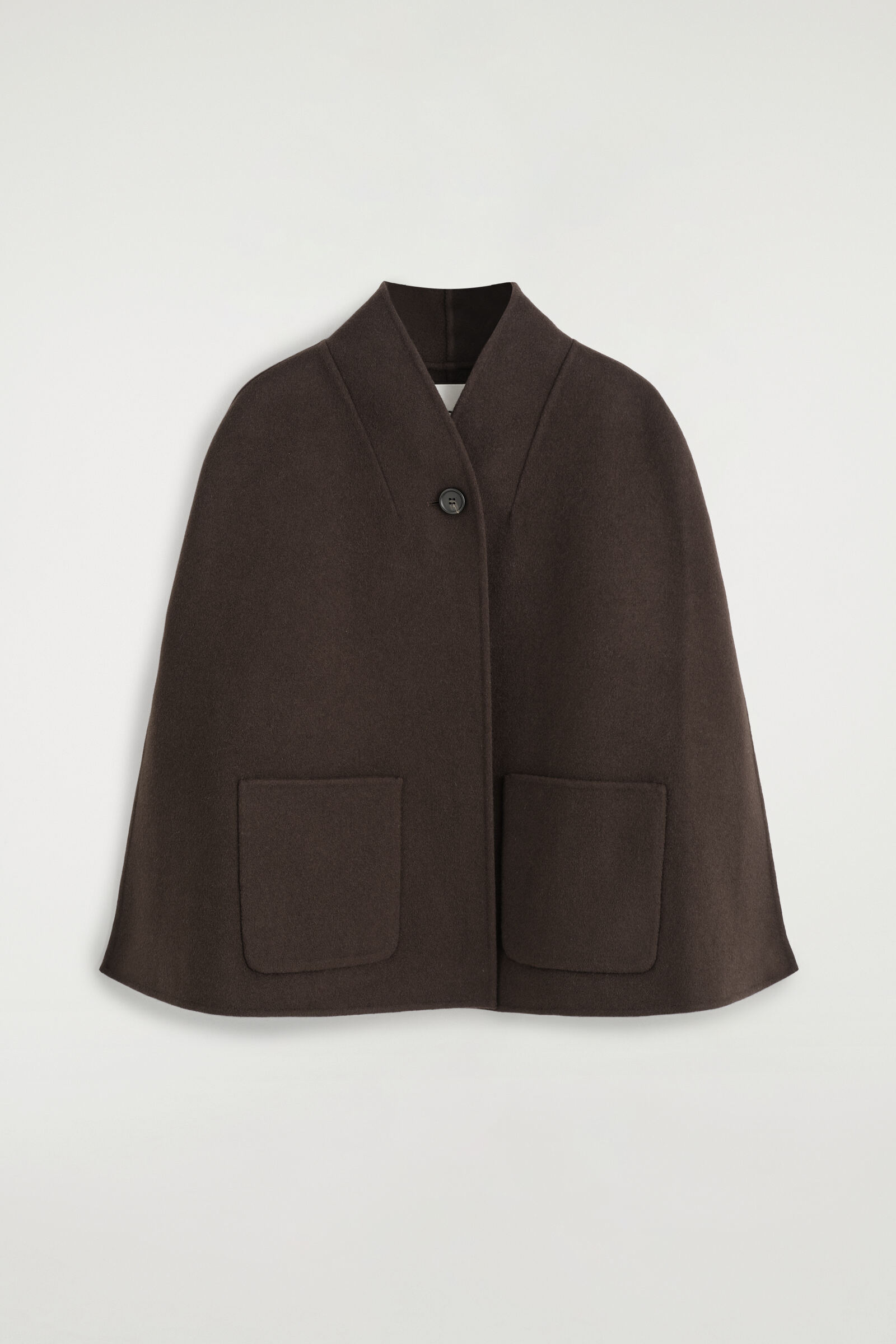 SHAWL-COLLAR DOUBLE-FACED WOOL CAPEBROWN