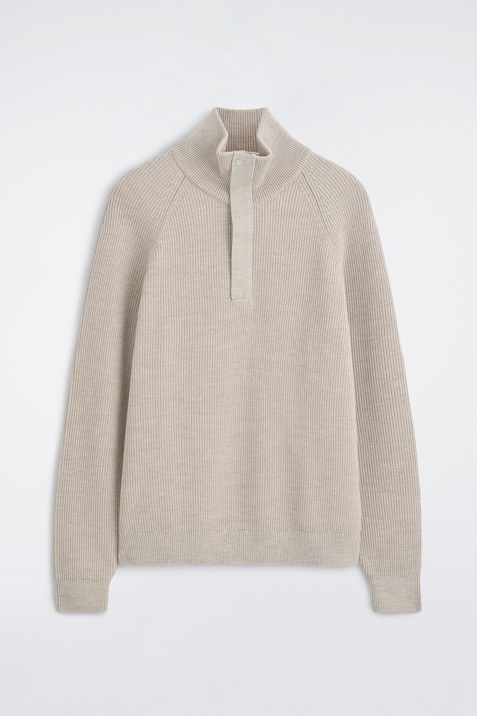 RIBBED WOOL HALF-ZIP JUMPERBEIGE