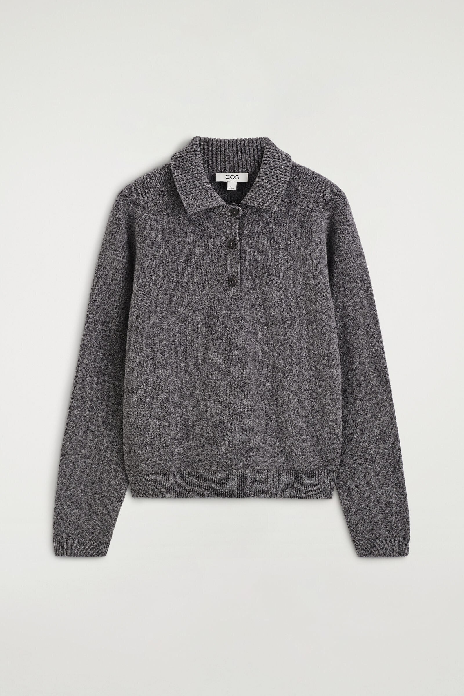 MERINO WOOL POLO SHIRTGREY MÉLANGE
