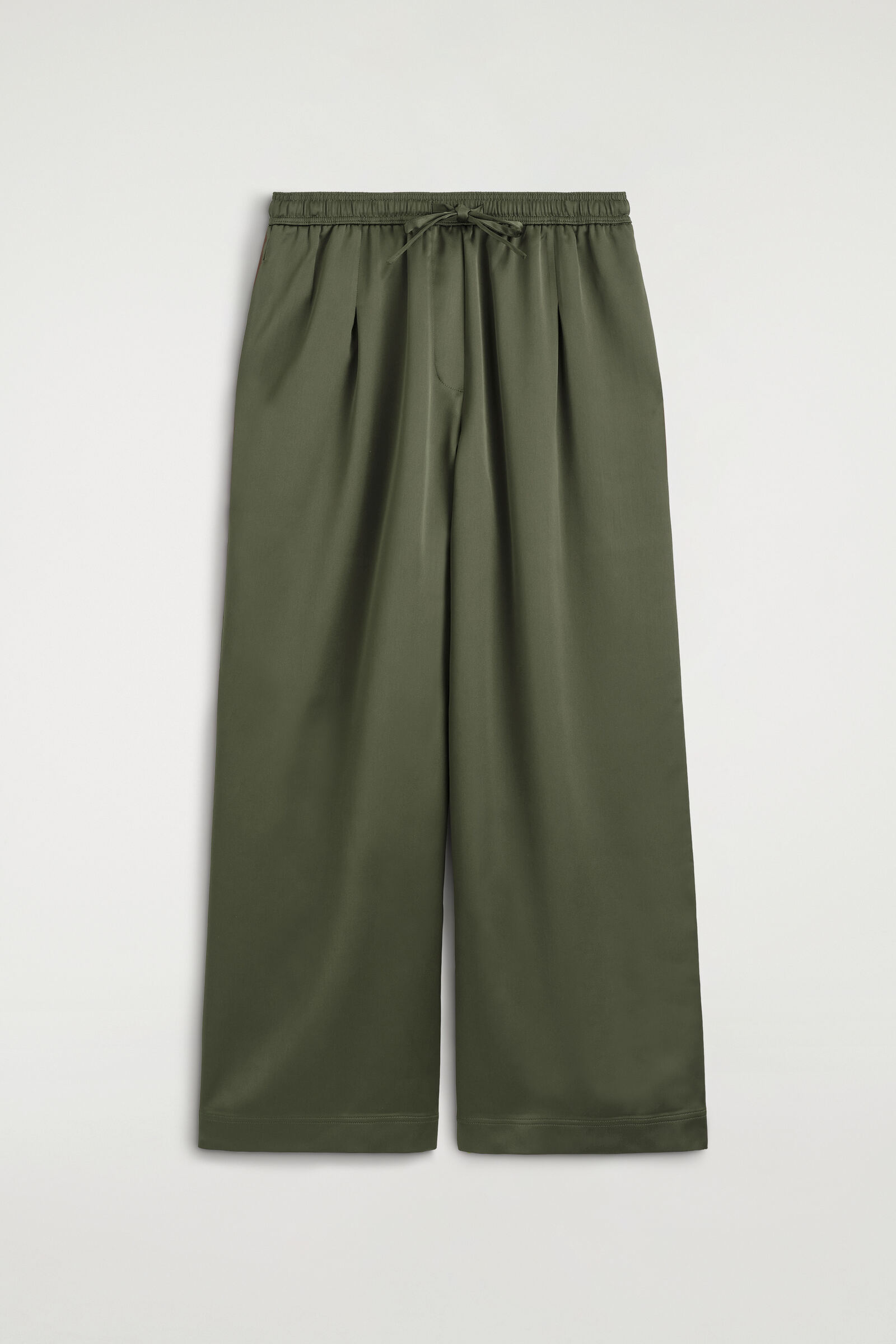 PLEATED SATIN DRAWSTRING TROUSERSKHAKI