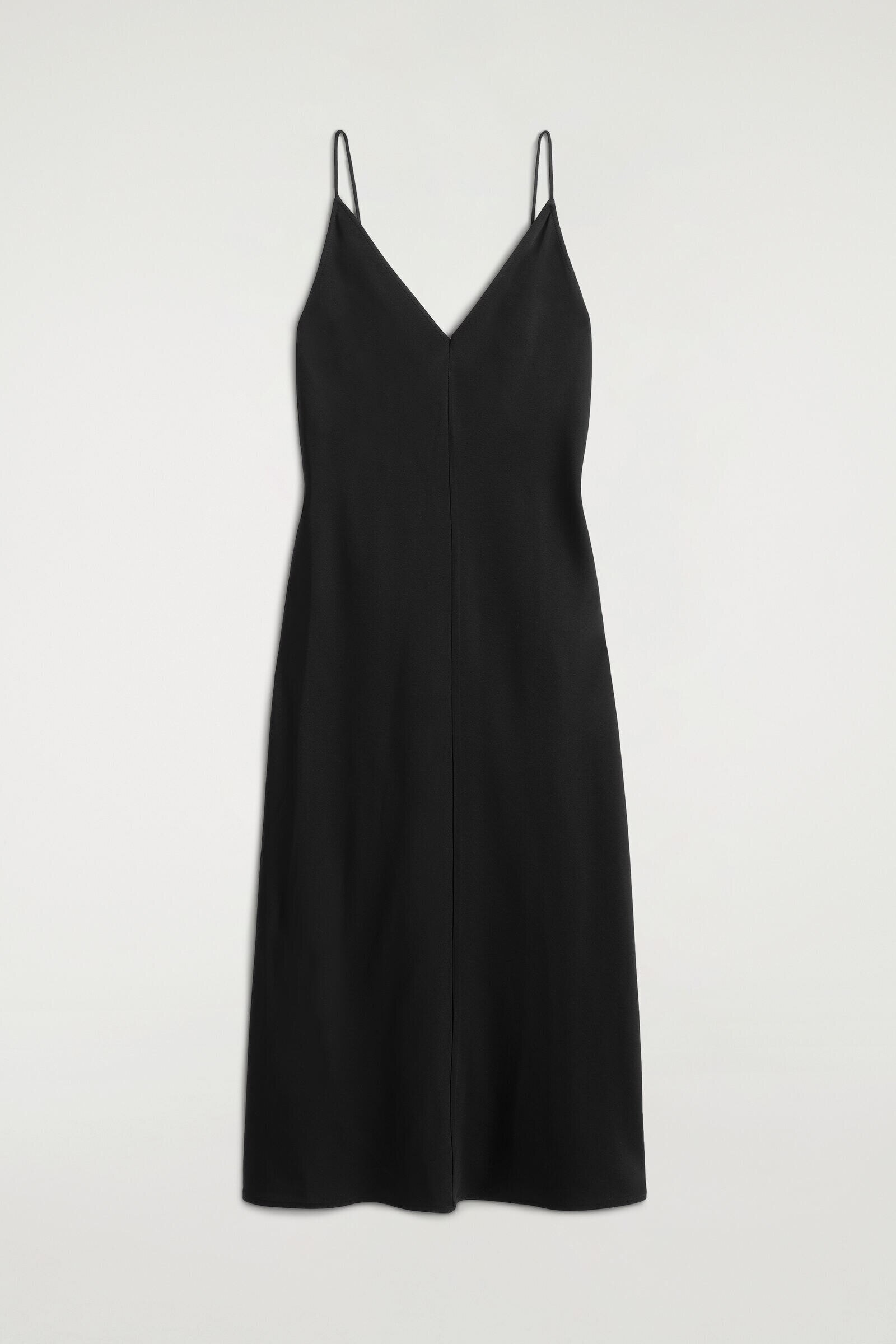CREPE MIDI SLIP DRESSBLACK