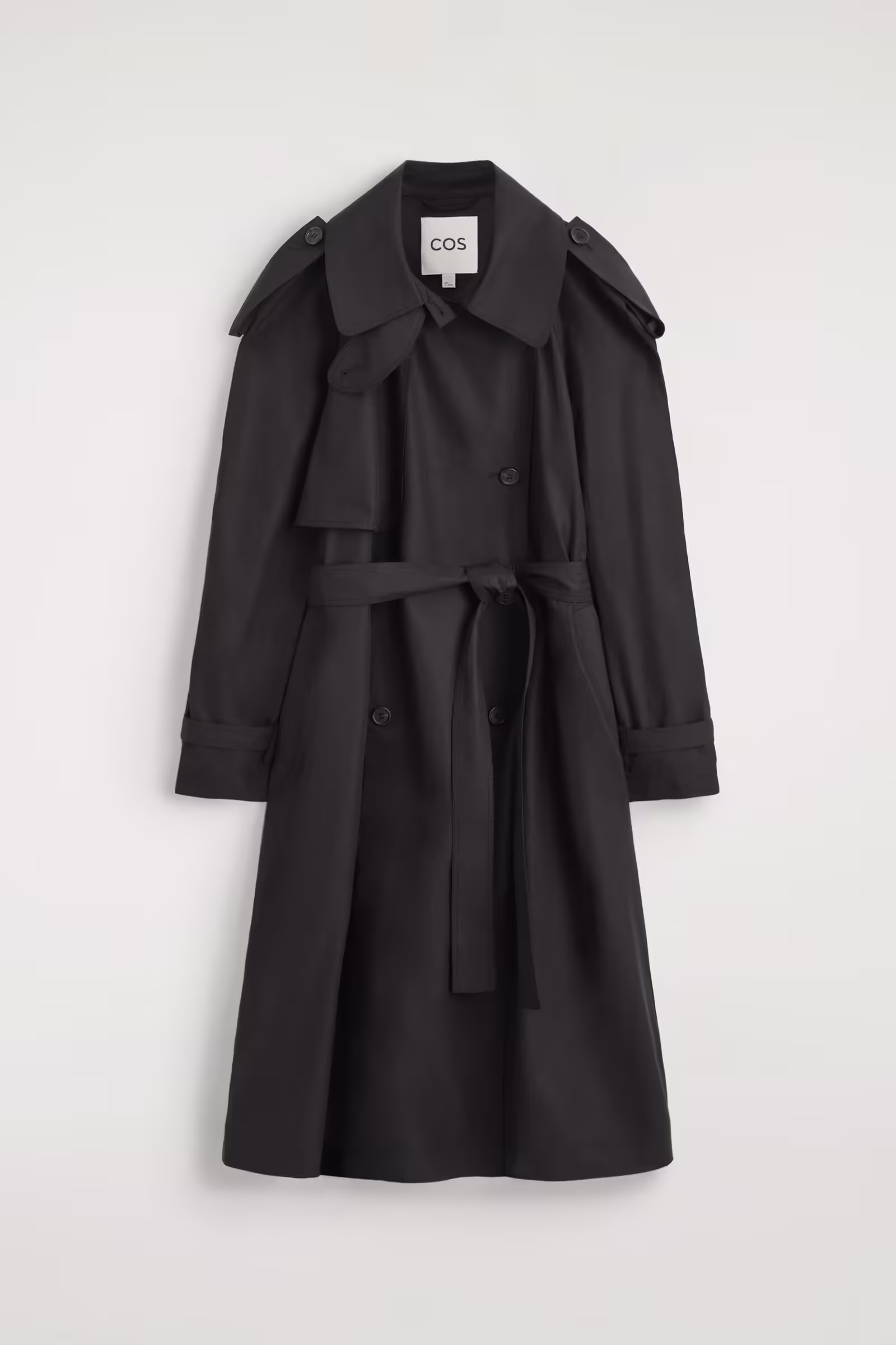 FUNNEL-NECK COTTON TRENCH COATBLACK