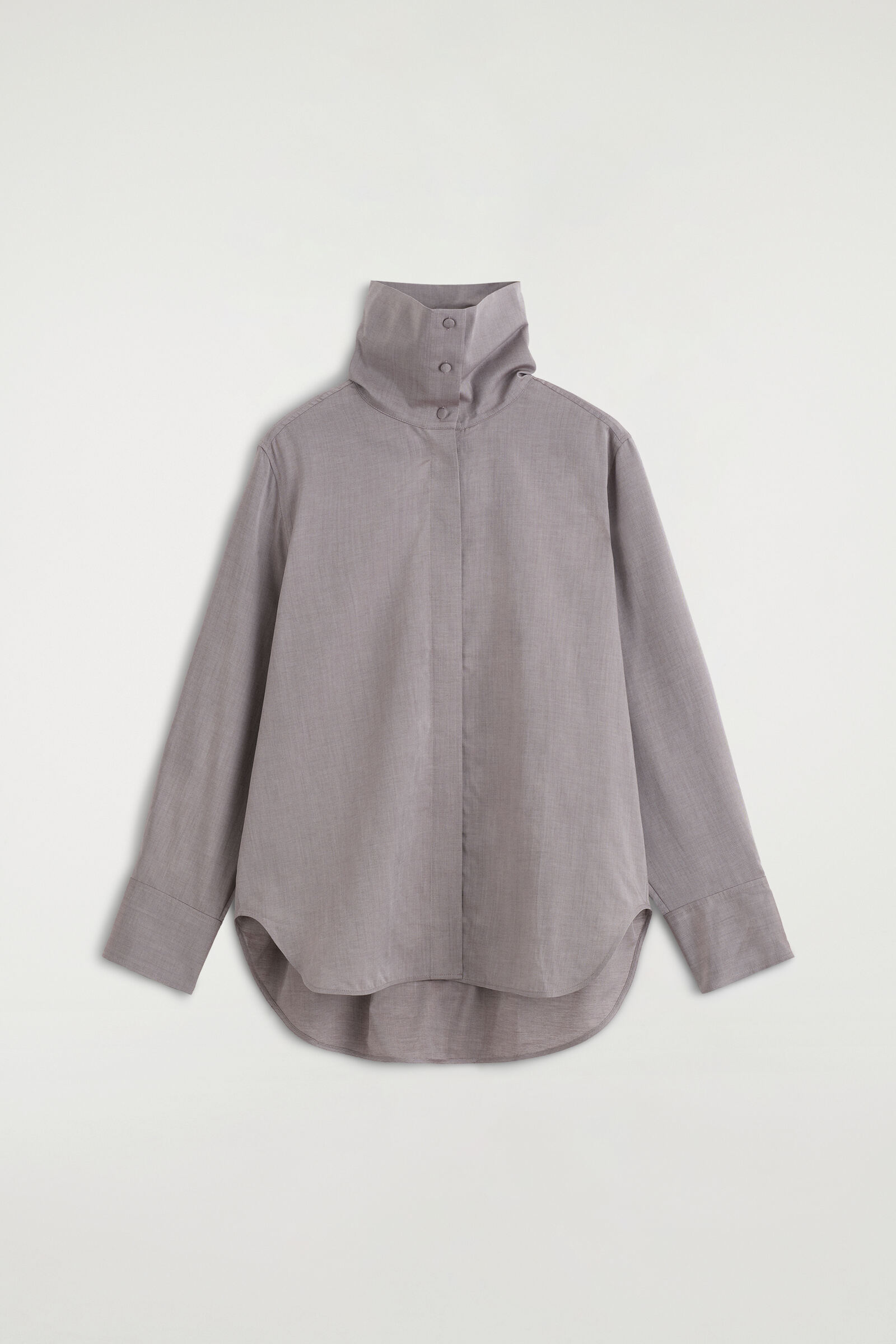 FUNNEL-NECK LYOCELL-COTTON SHIRTMAUVE