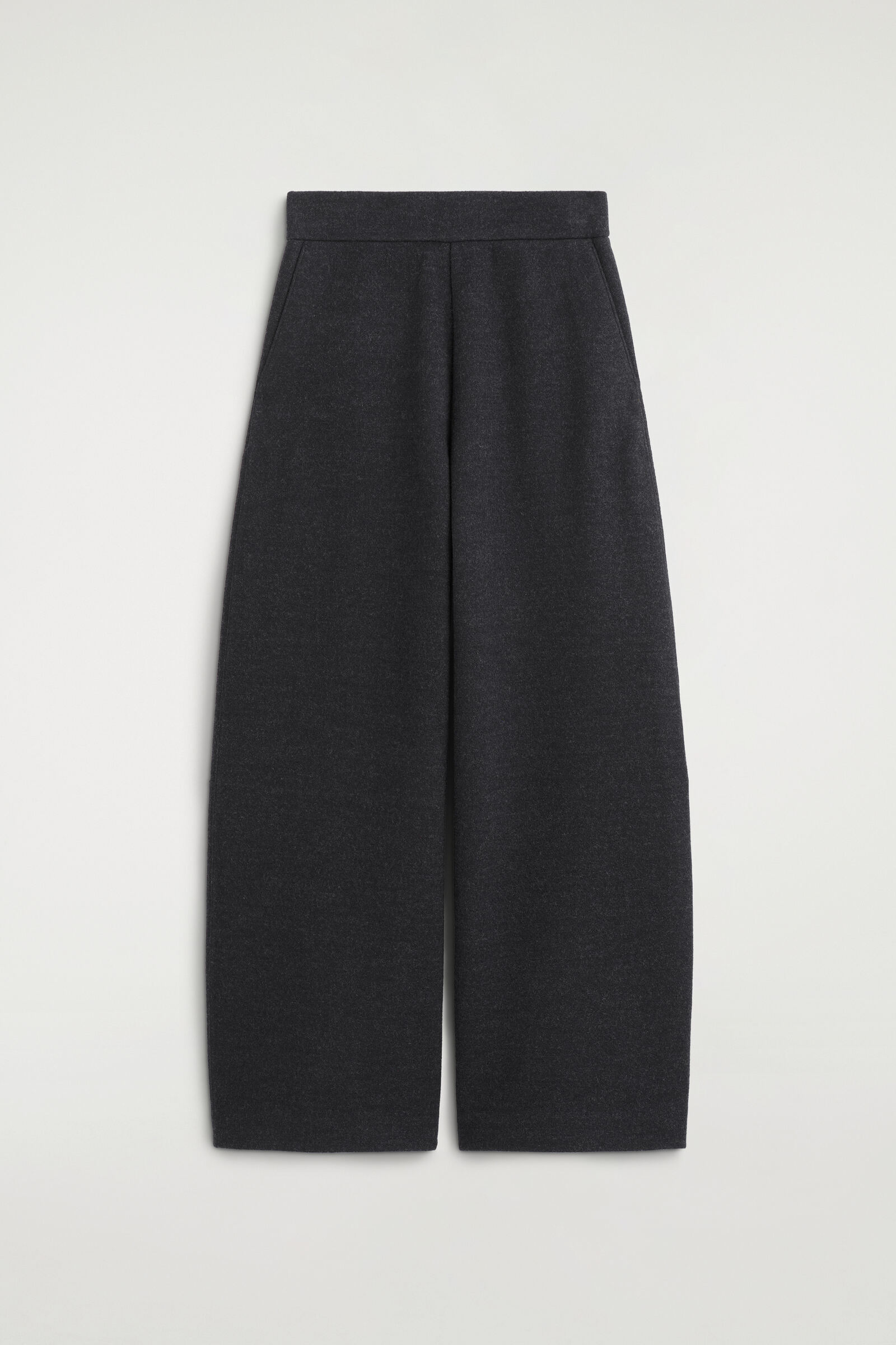 BOILED WOOL-BLEND BARREL-LEG TROUSERSCHARCOAL MÉLANGE