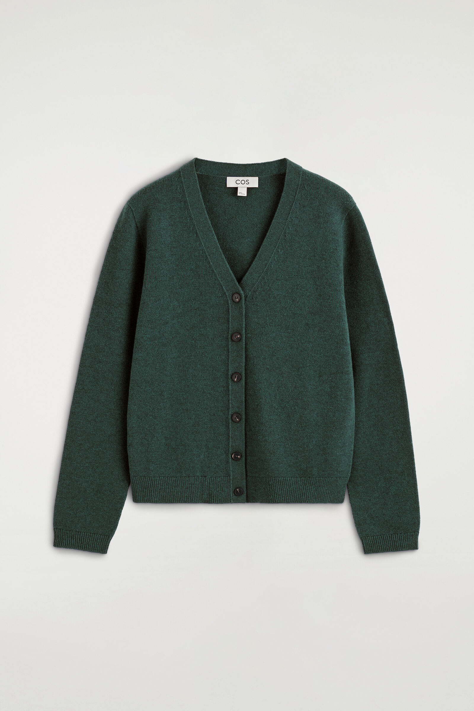 MERINO WOOL V-NECK CARDIGANFOREST GREEN