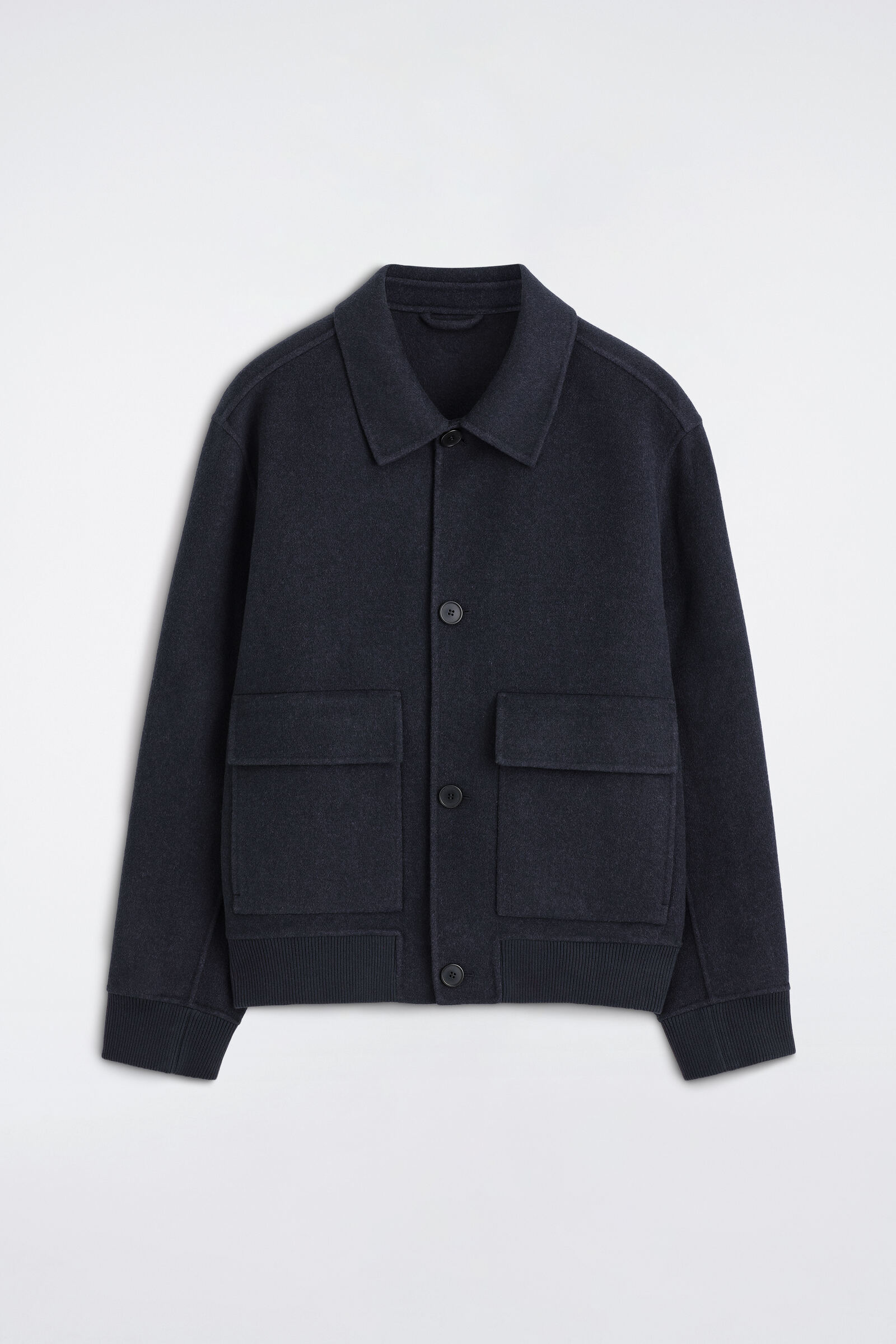 DOUBLE-FACED WOOL-BLEND BOMBER JACKETNAVY