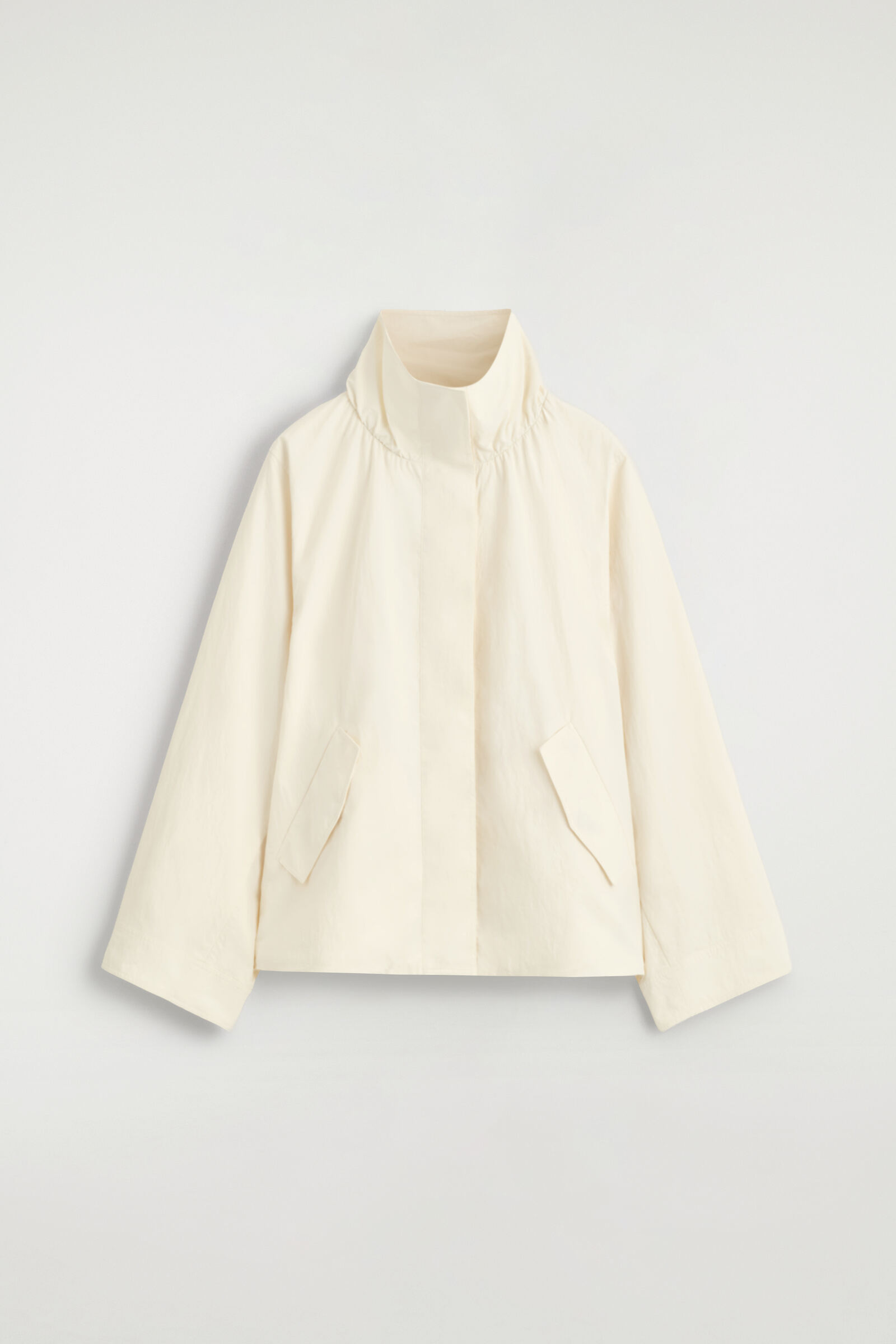 NYLON FUNNEL-NECK JACKETOFF-WHITE