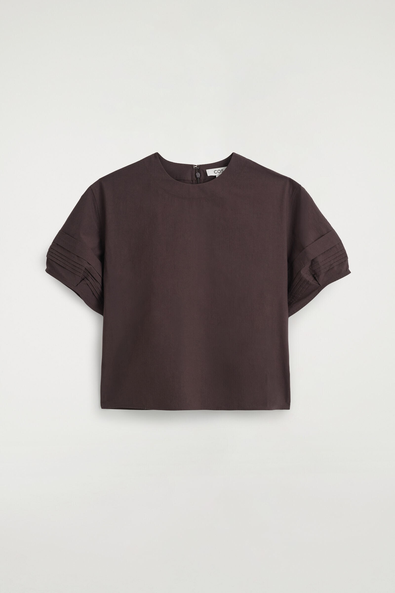 PINTUCKED COTTON BLOUSEBROWN