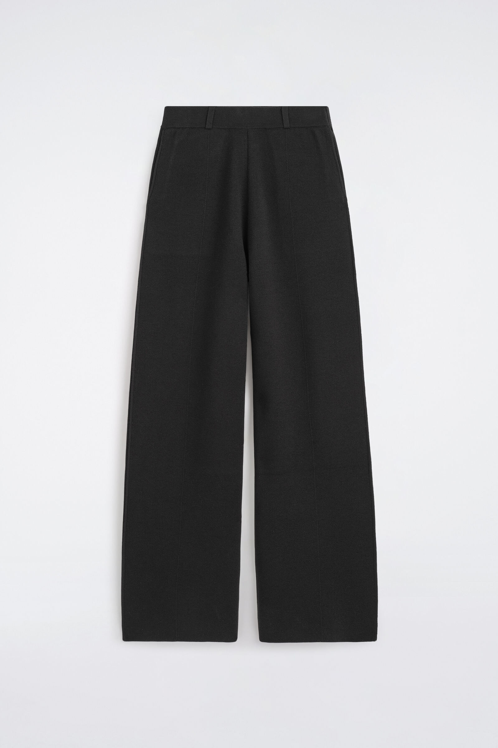 MERINO WOOL BLEND STRAIGHT-LEG TROUSERSBLACK