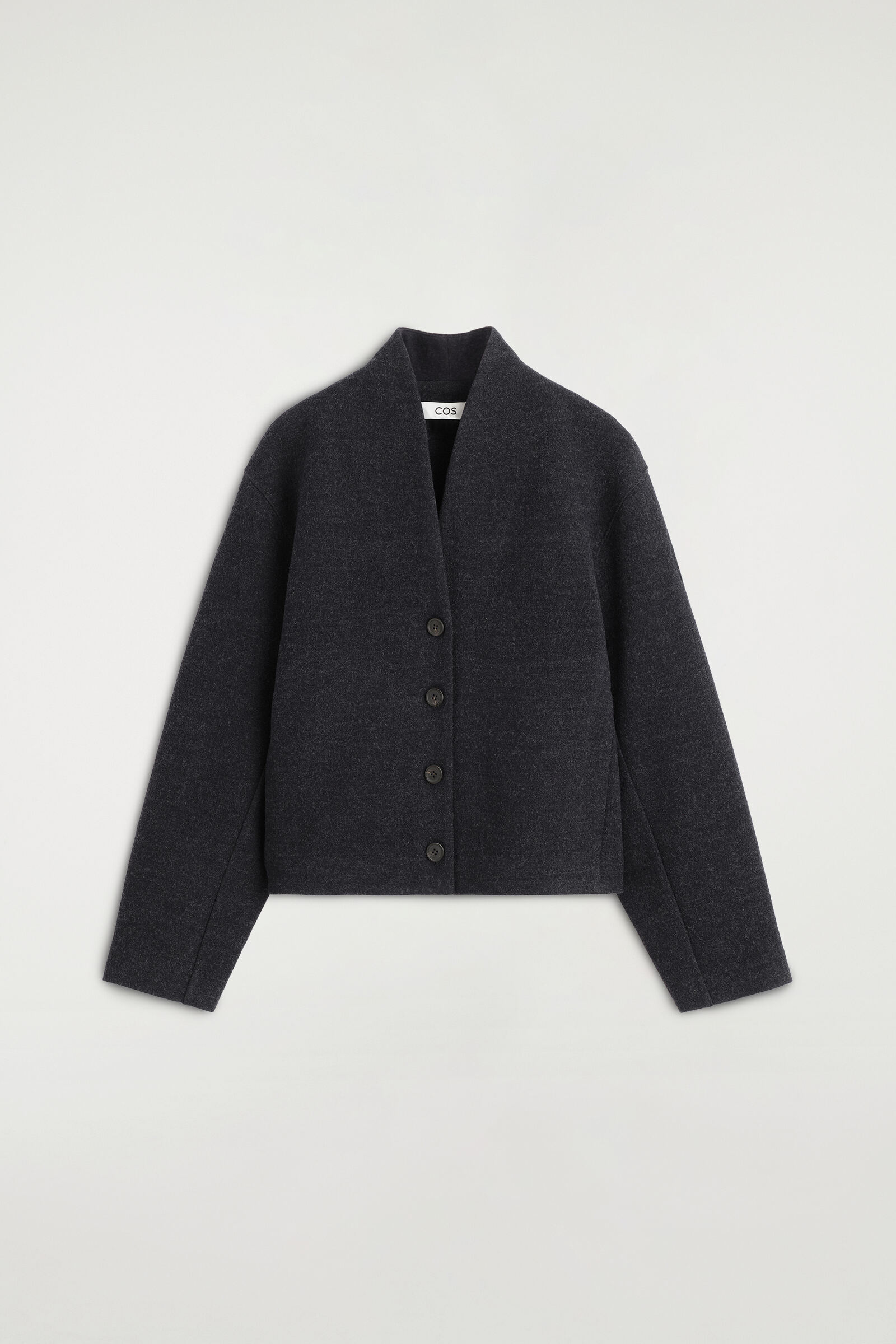 BOILED WOOL-BLEND SHAWL-COLLAR CARDIGANCHARCOAL MÉLANGE