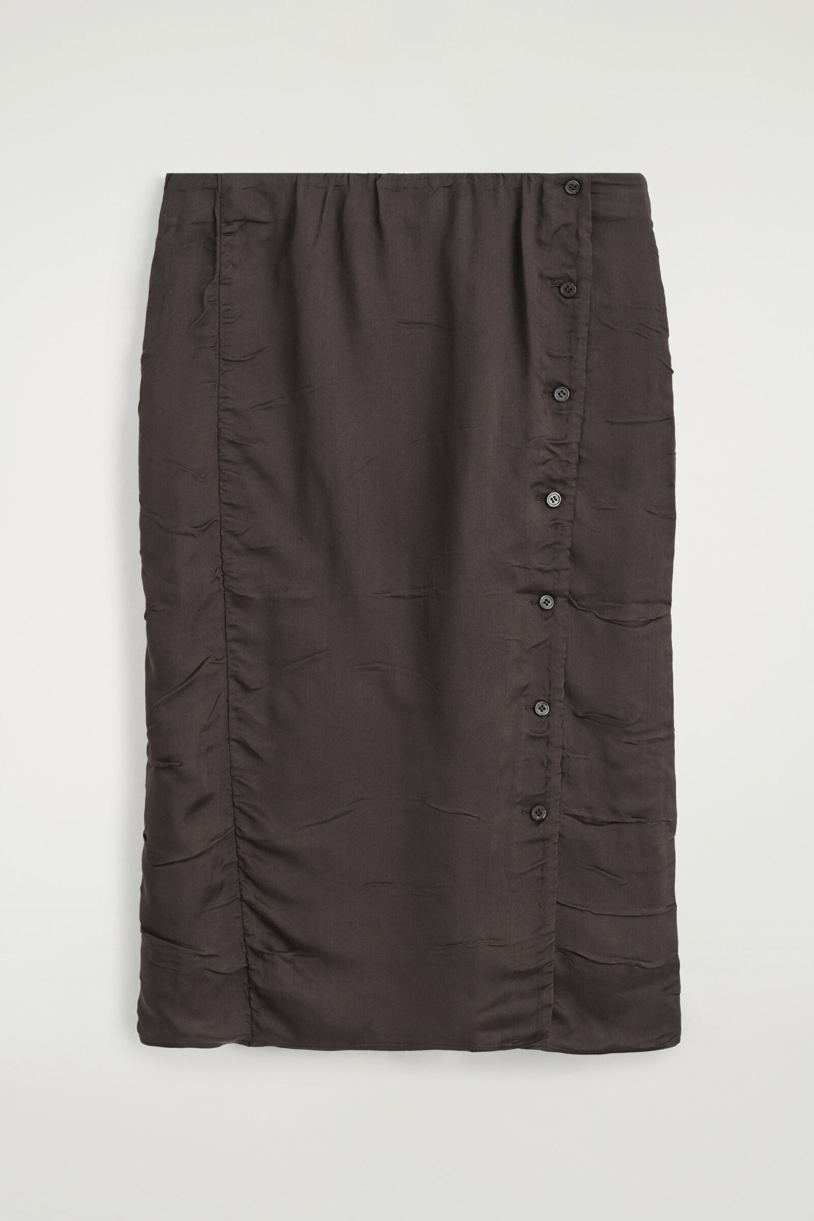 GATHERED CRINKLED MIDI SKIRTBROWN