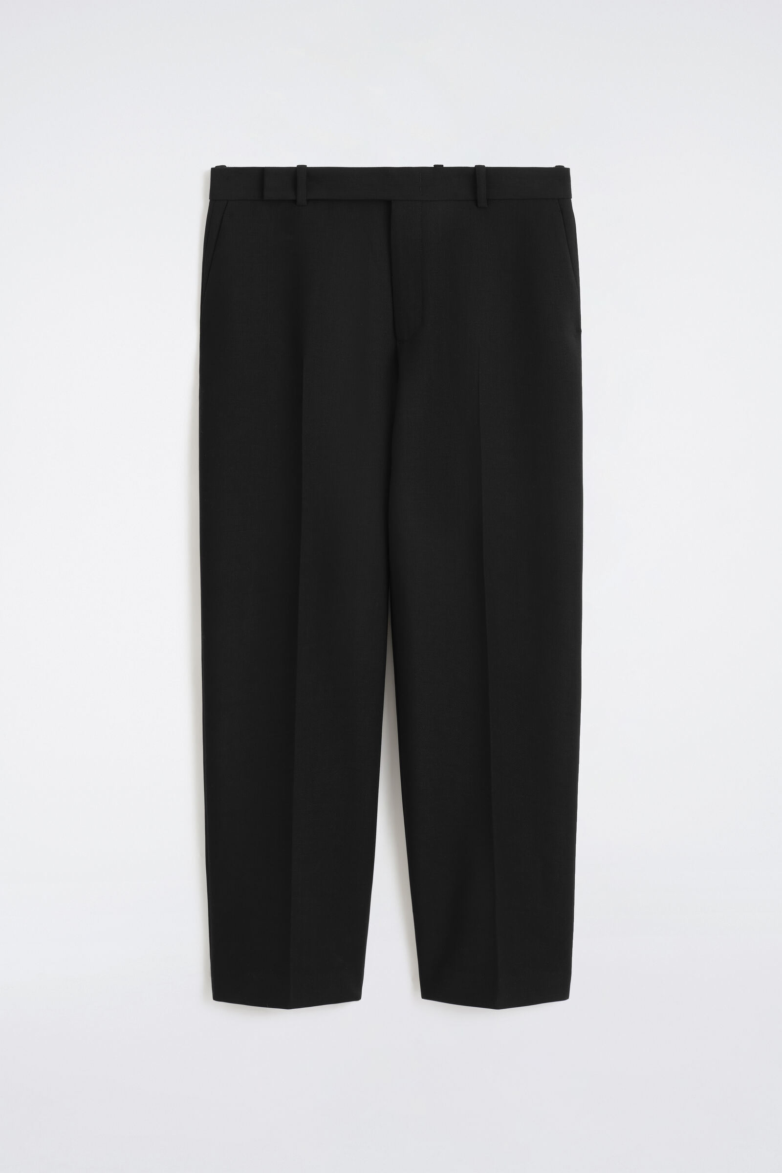 WOOL-BLEND RELAXED-FIT STRAIGHT-LEG TROUSERSBLACK