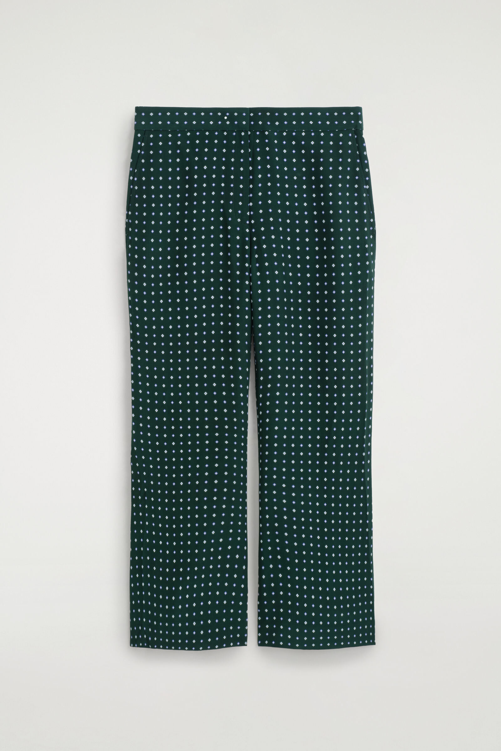 GEOMETRIC-PRINT CROPPED FLARED TROUSERSGREEN / PRINTED