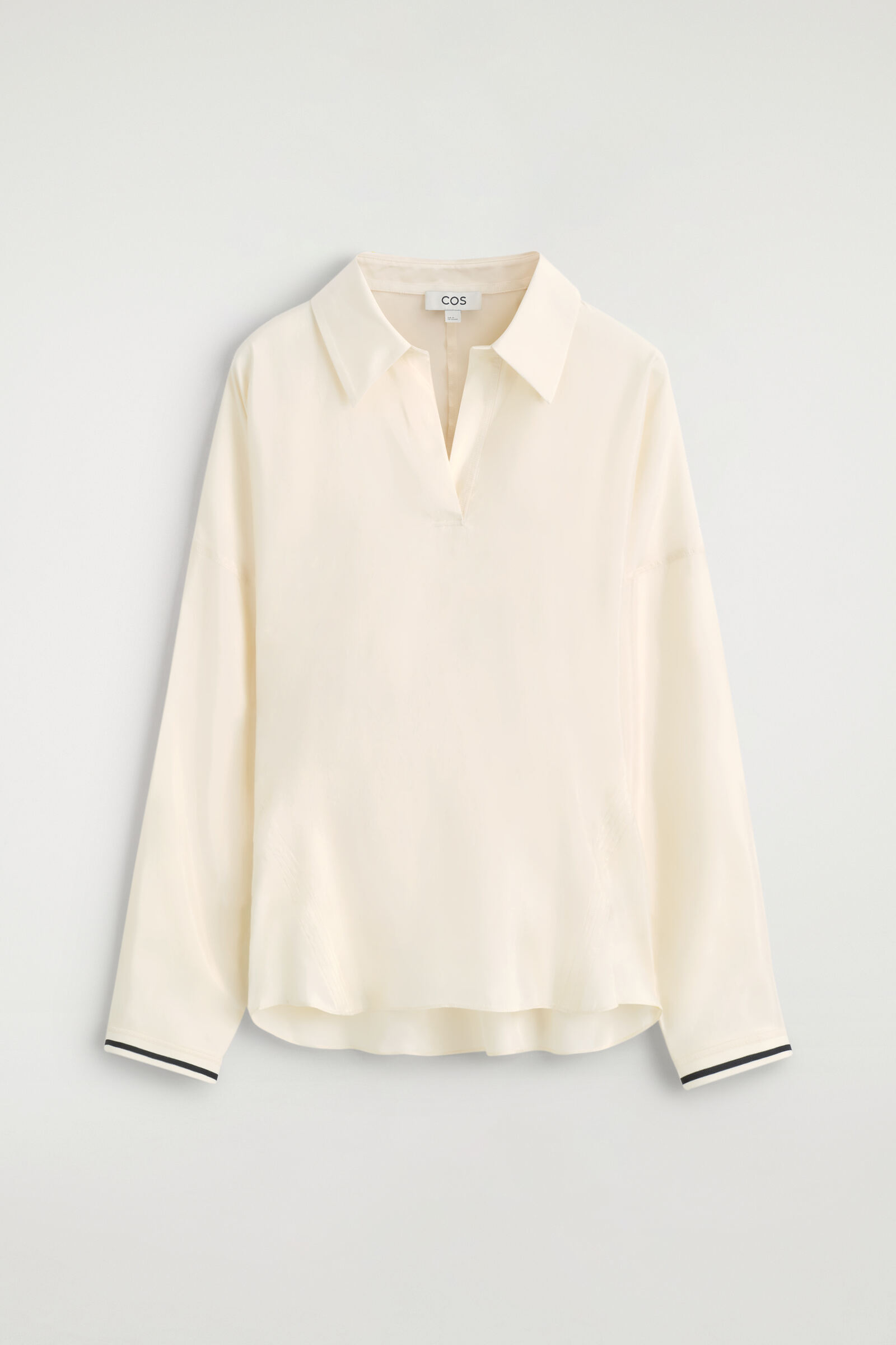 CONTRAST-TIPPED SCULPTED OPEN-COLLAR SHIRTIVORY