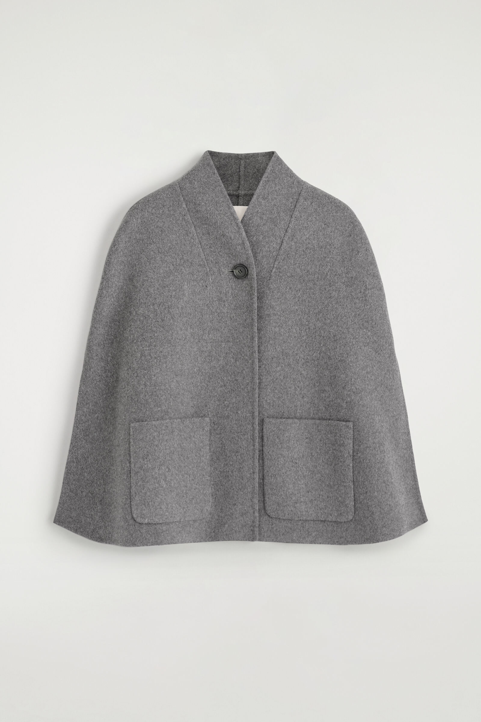 SHAWL-COLLAR DOUBLE-FACED WOOL CAPEGREY