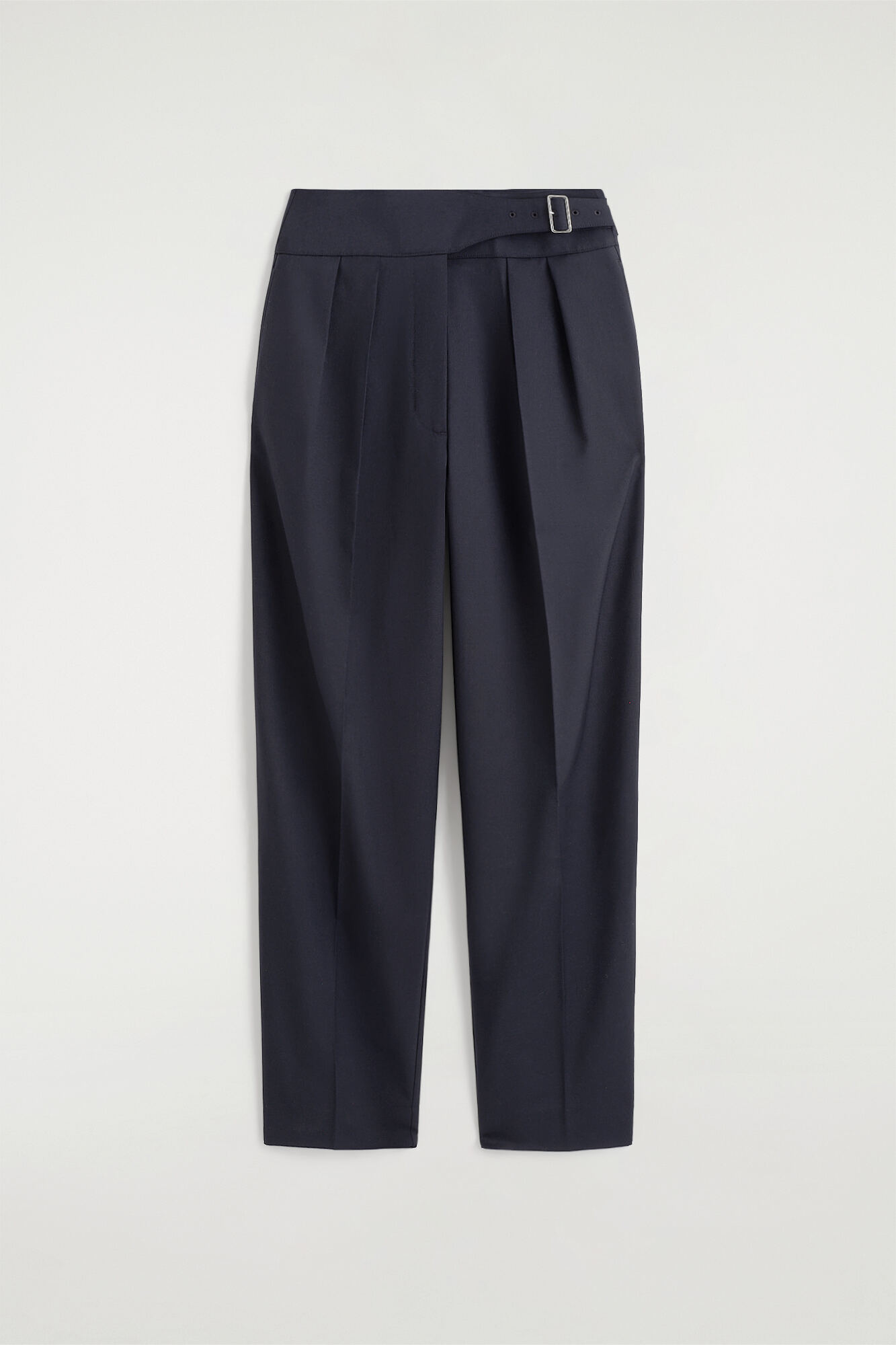 CUMMERBUND-WAIST BARREL-LEG TROUSERSNAVY