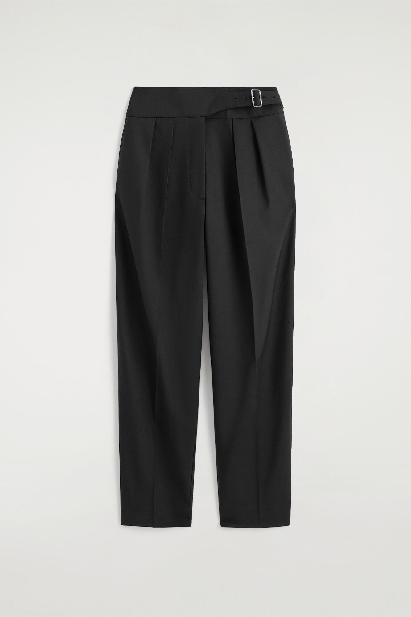 CUMMERBUND-WAIST BARREL-LEG TROUSERSBLACK