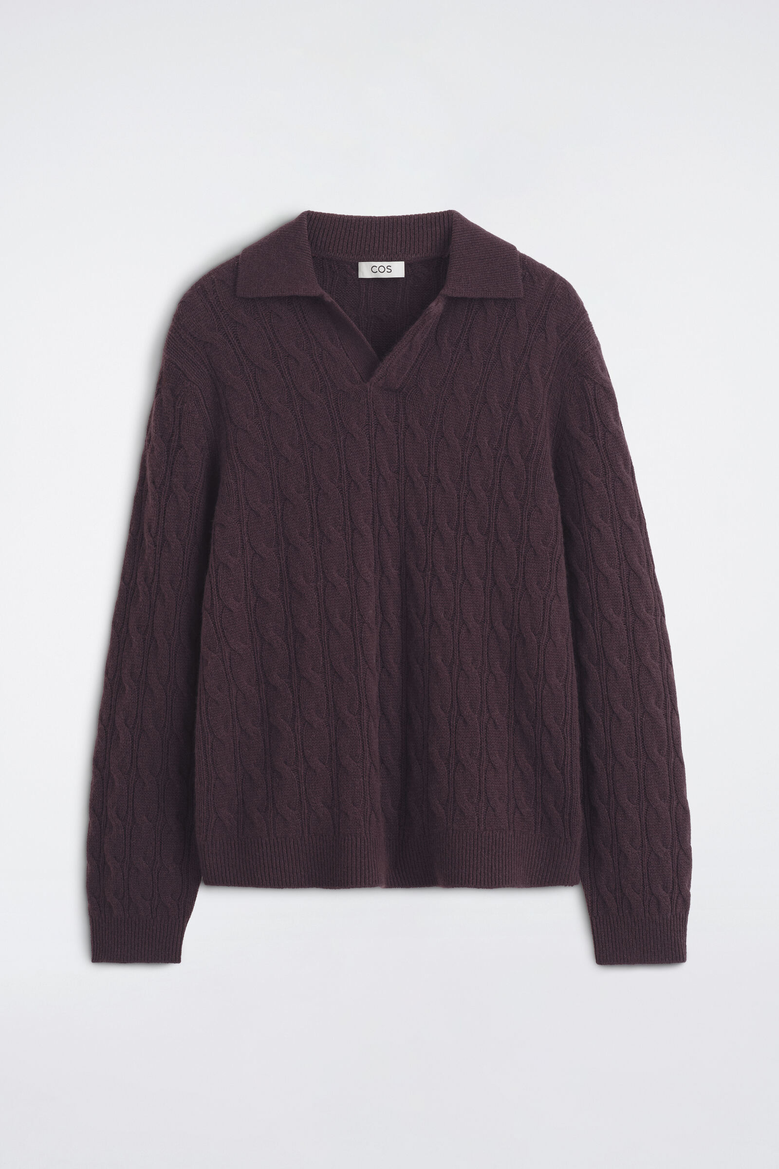 CABLE-KNIT CASHMERE POLO JUMPERBURGUNDY
