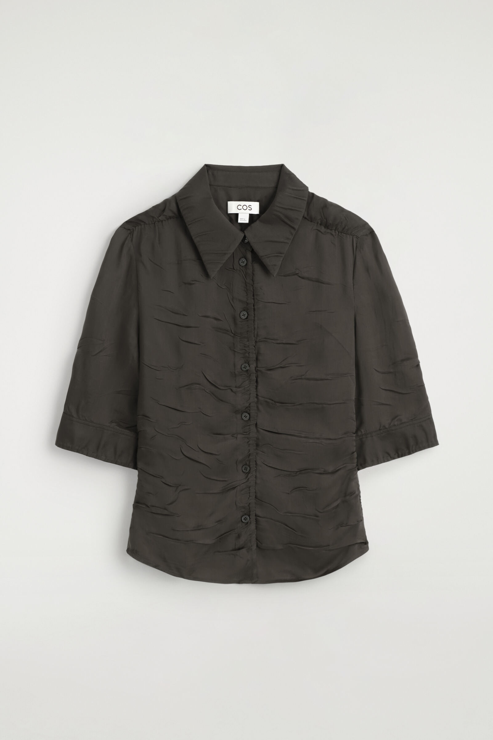 GATHERED CRINKLED SHIRTBROWN