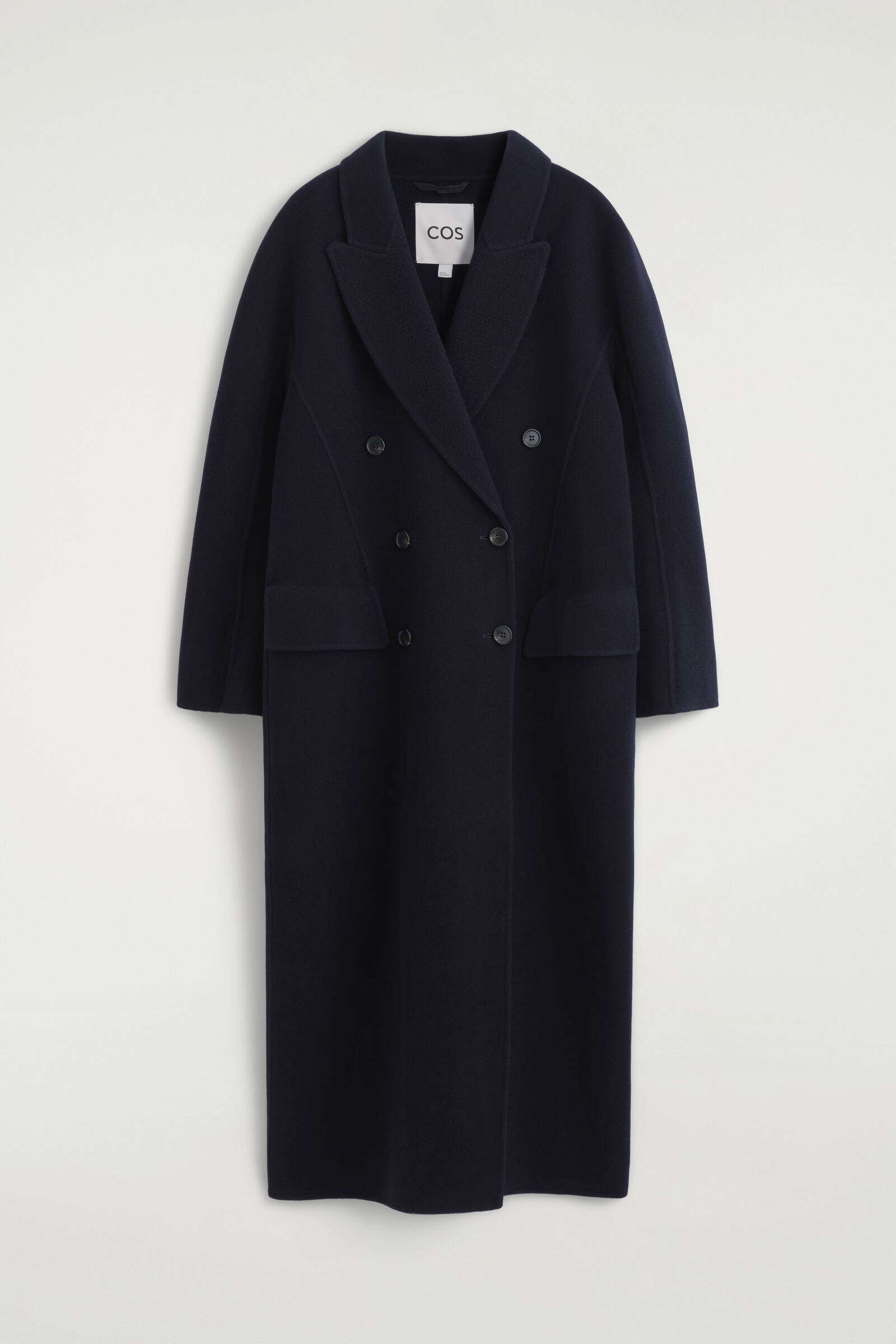 TAILORED DOUBLE-FACED WOOL-BLEND LONG COATNAVY