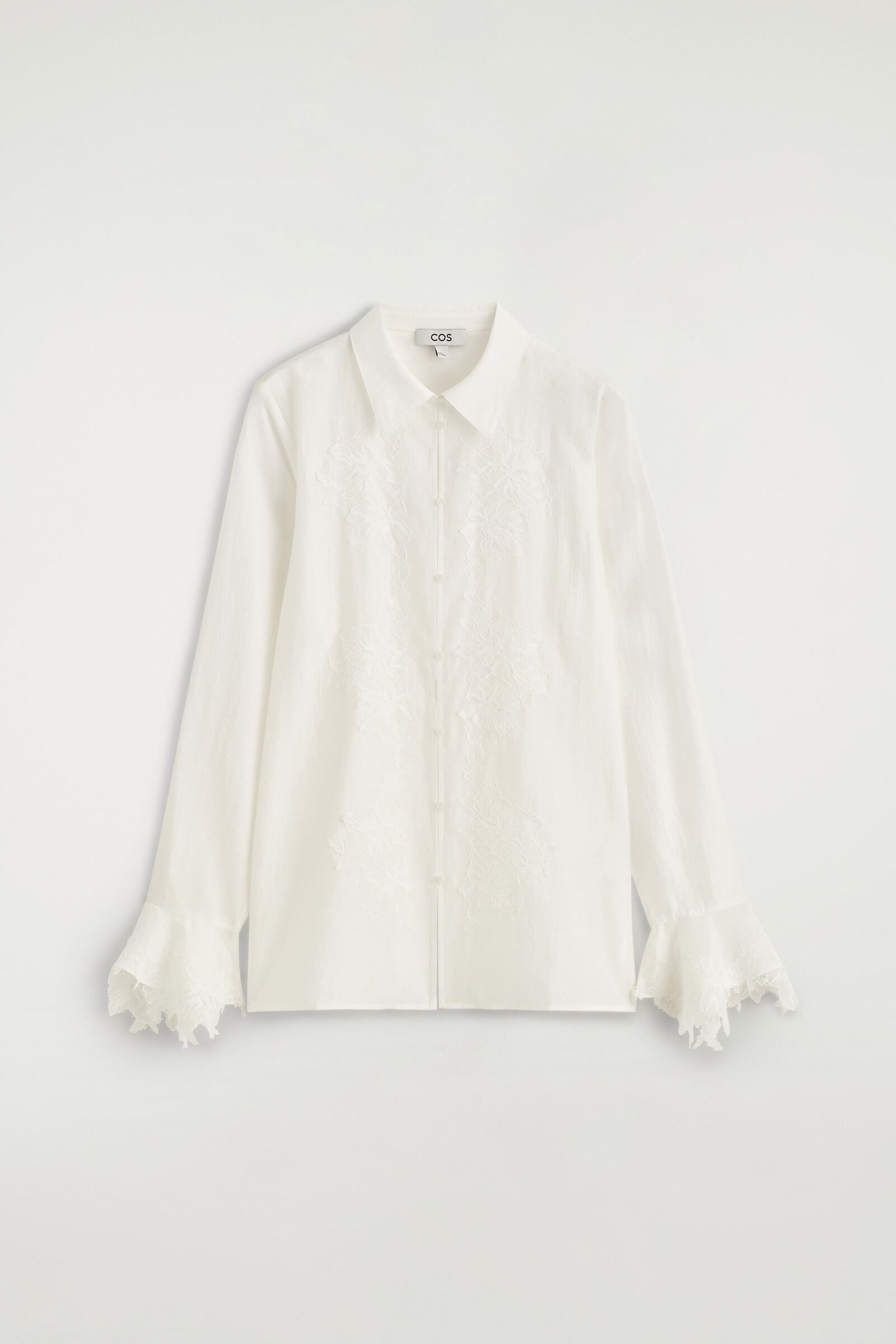 FLUID LACE-DETAIL SHIRTIVORY