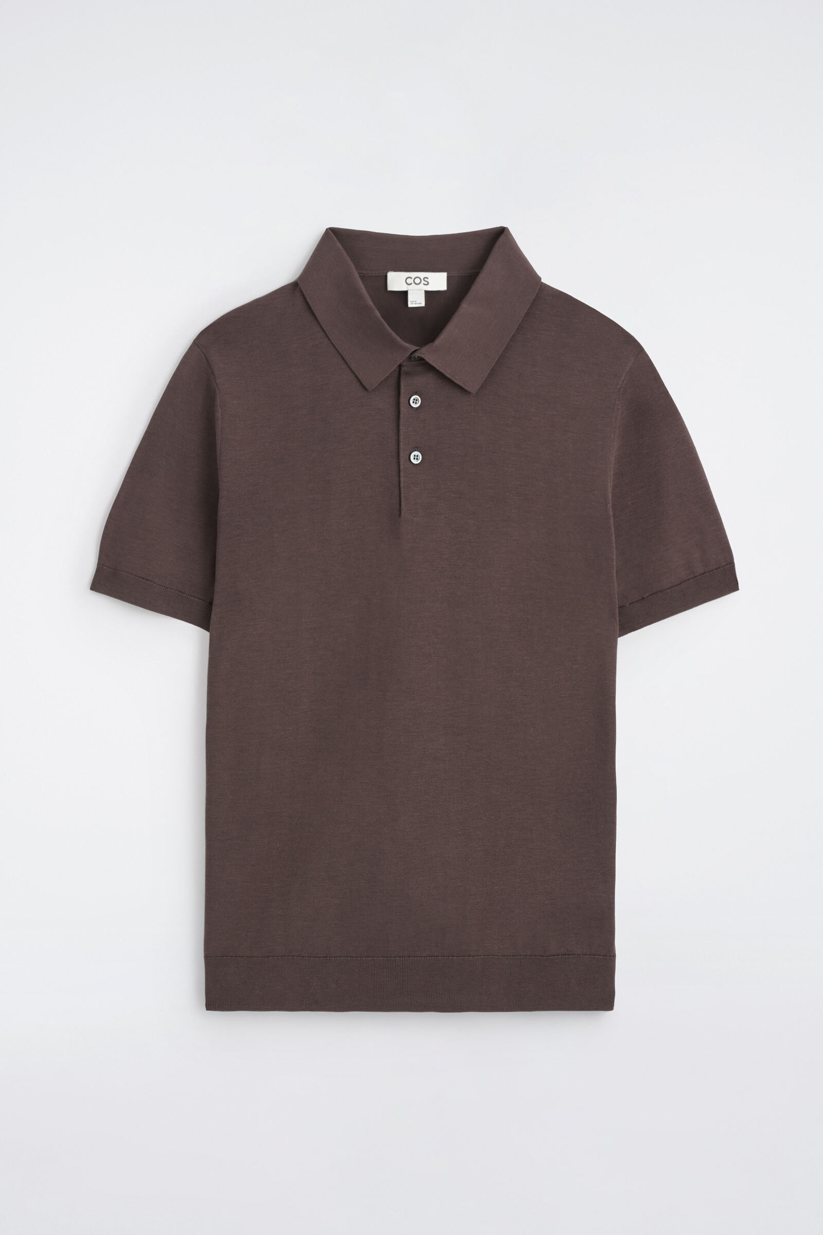 SLIM KNITTED SILK POLO SHIRTBROWN