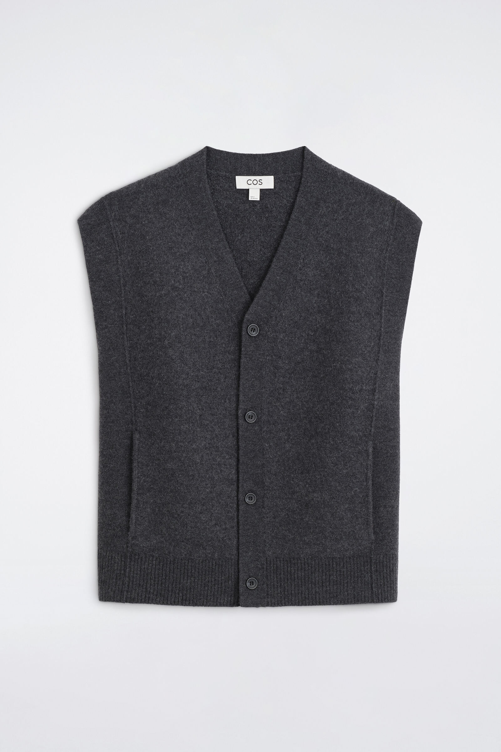 BUTTONED BOILED-WOOL VESTCHARCOAL MÉLANGE
