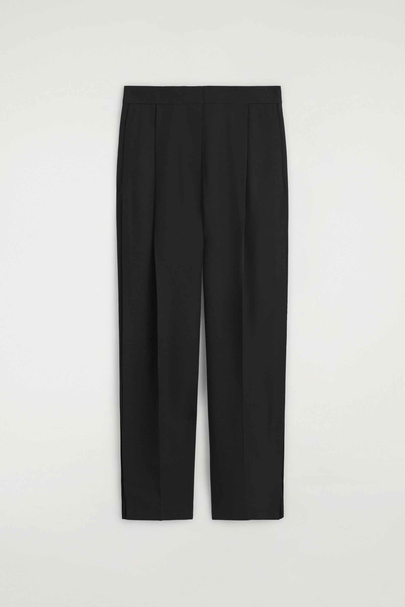PLEATED-PANEL STRAIGHT-LEG TROUSERSBLACK