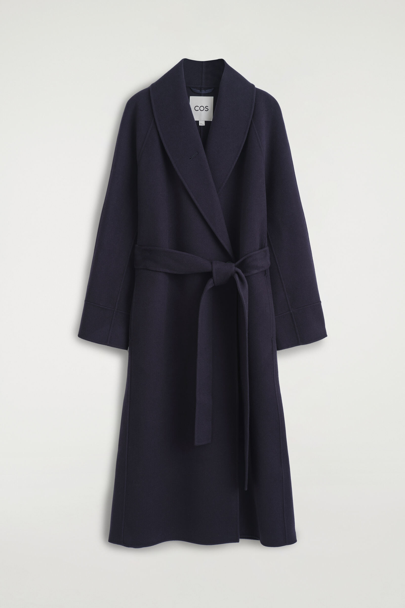 SHAWL-COLLAR DOUBLE-FACED WOOL LONG COATNAVY