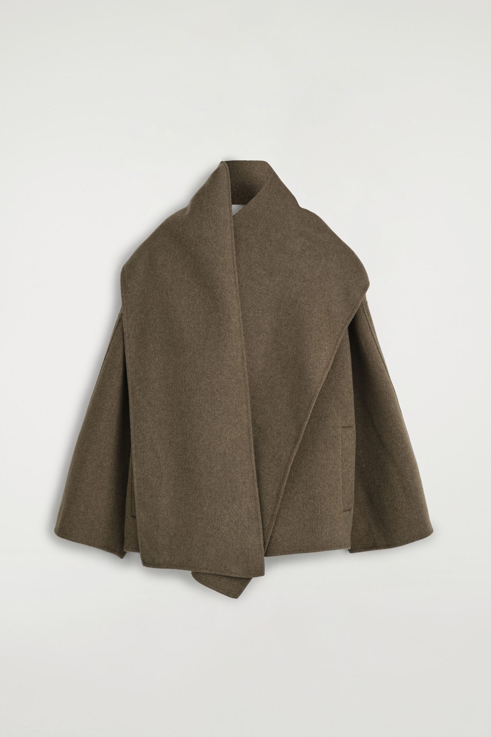 DOUBLE-FACED WOOL-BLEND SCARF JACKETBROWN