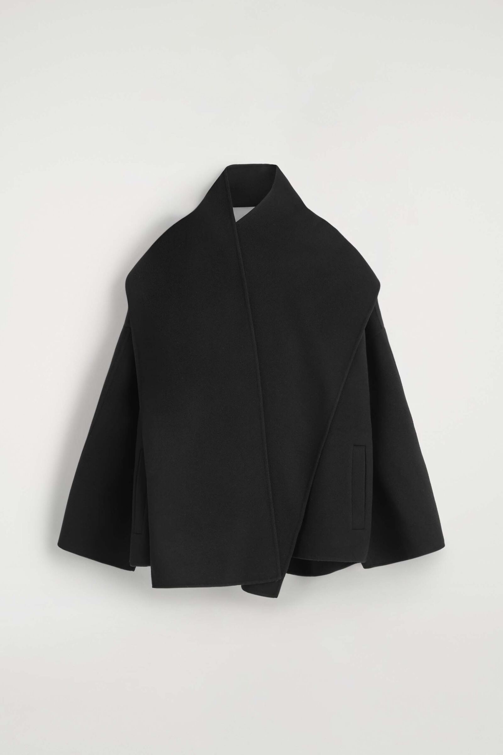 DOUBLE-FACED WOOL-BLEND SCARF JACKETBLACK
