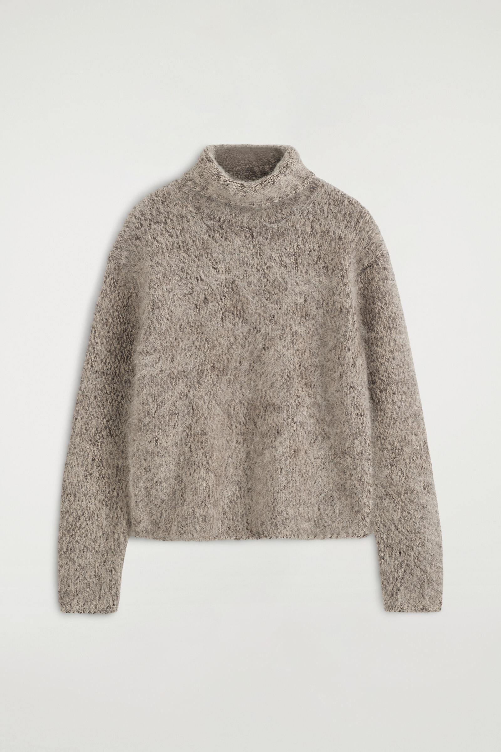 CHUNKY BRUSHED-CASHMERE FUNNEL-NECK JUMPERGREY MÉLANGE