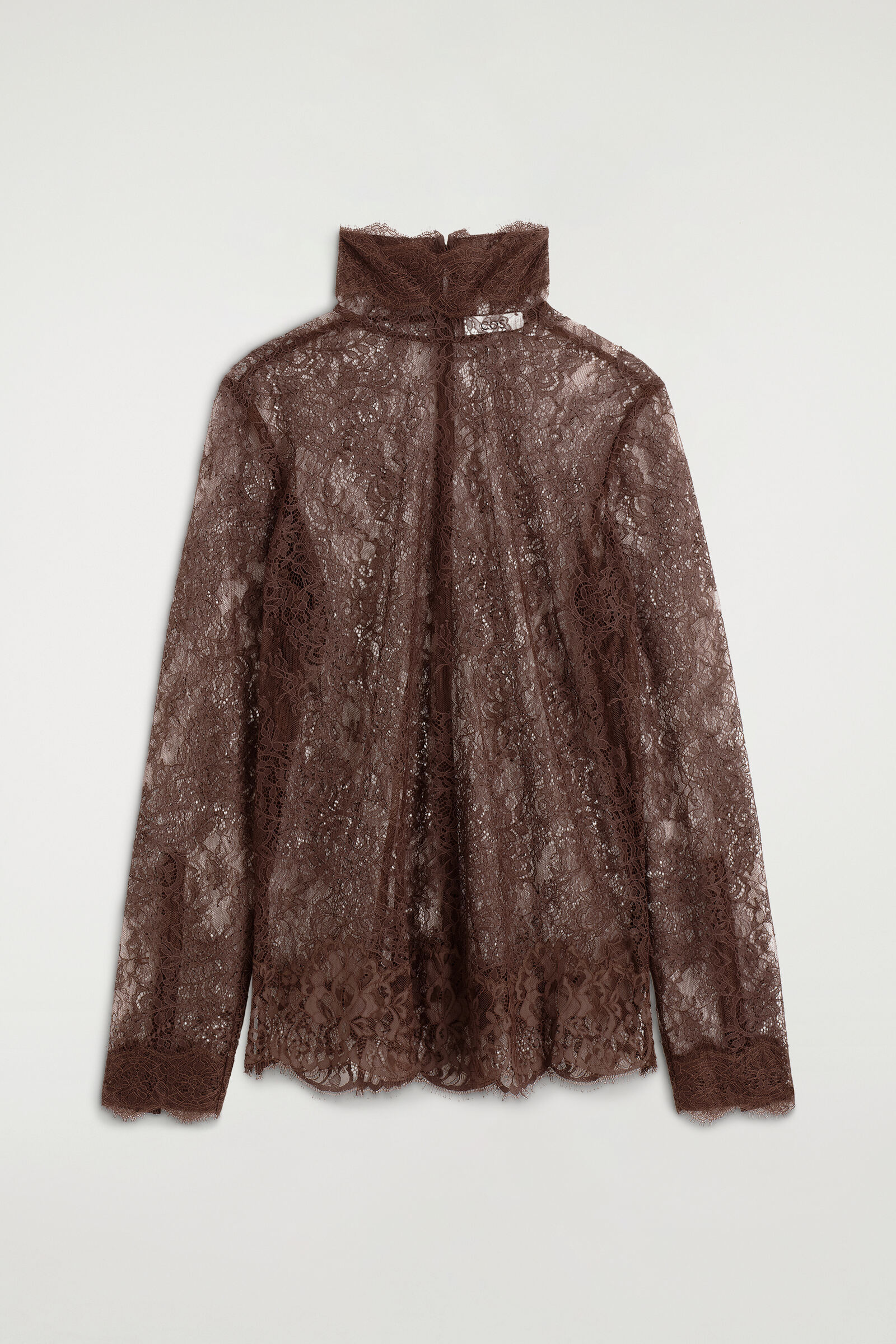 HIGH-NECK LACE TOPBROWN