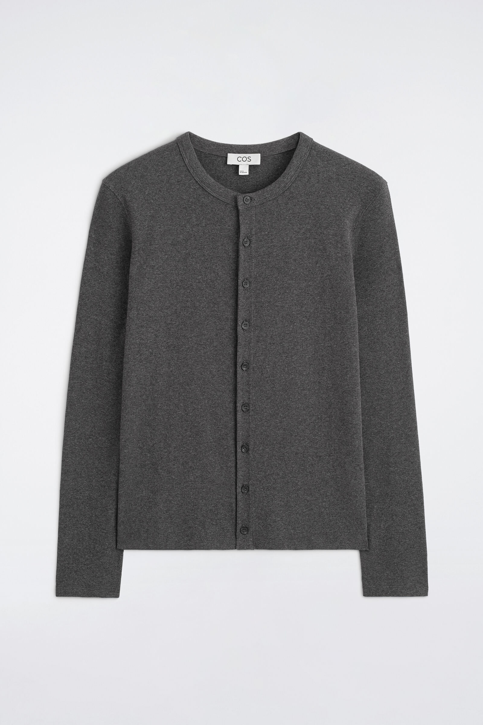 SLIM RIBBED COTTON CARDIGANGREY MÉLANGE
