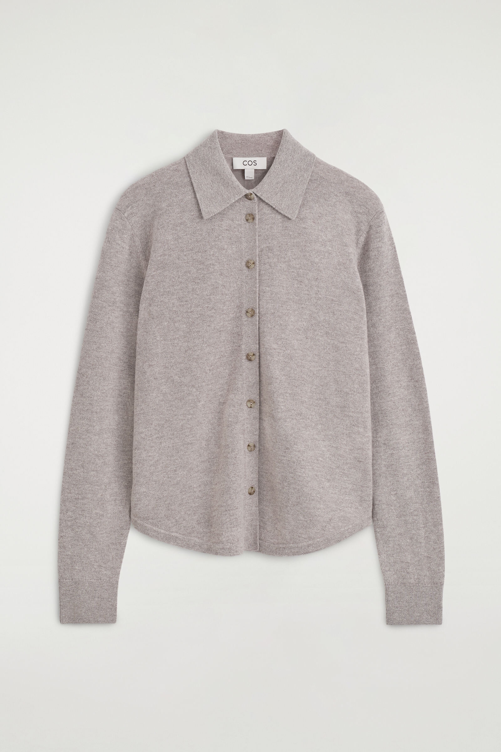 ROUNDED MERINO WOOL SHIRTGREY MÉLANGE