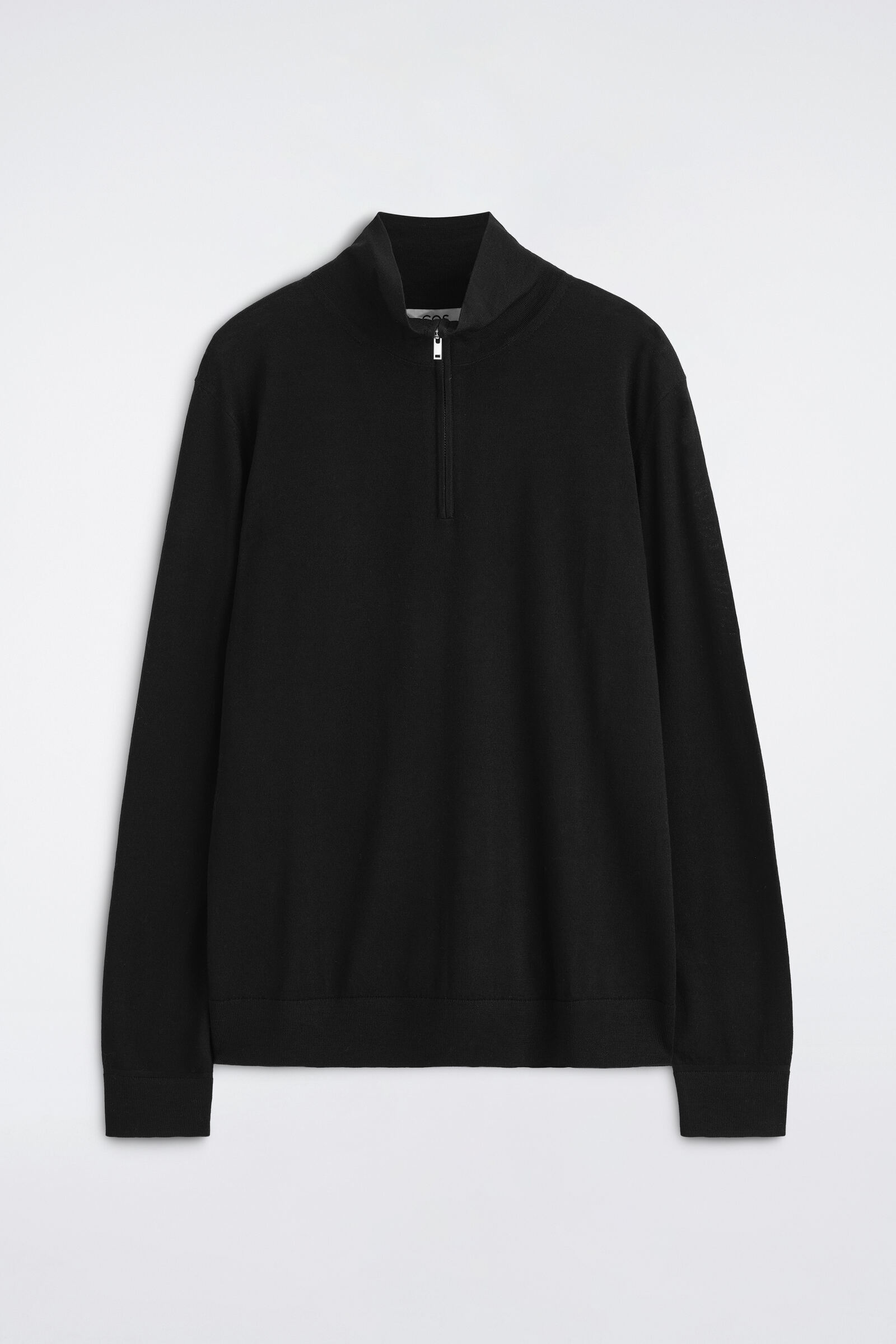 MERINO WOOL ZIP-UP FUNNEL-NECK JUMPERBLACK
